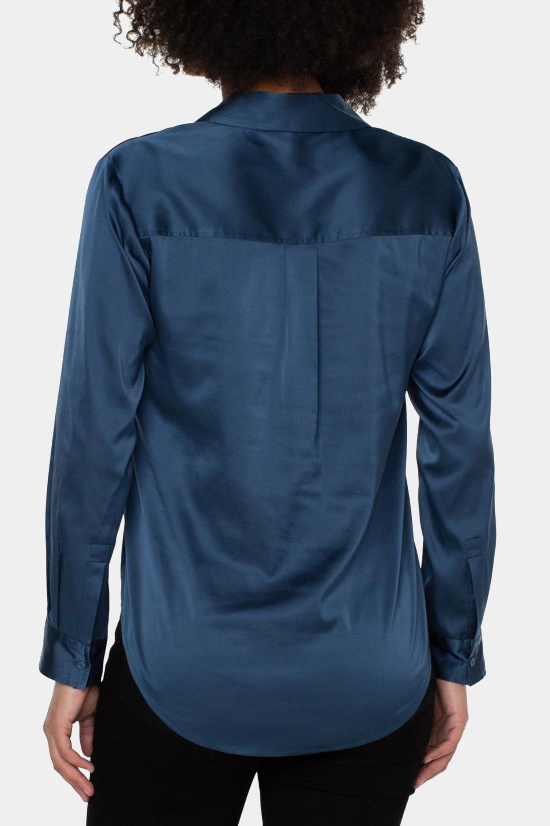 Sateen Button Front Woven Shirt sold by Lord & Taylor product image thumbnail 3