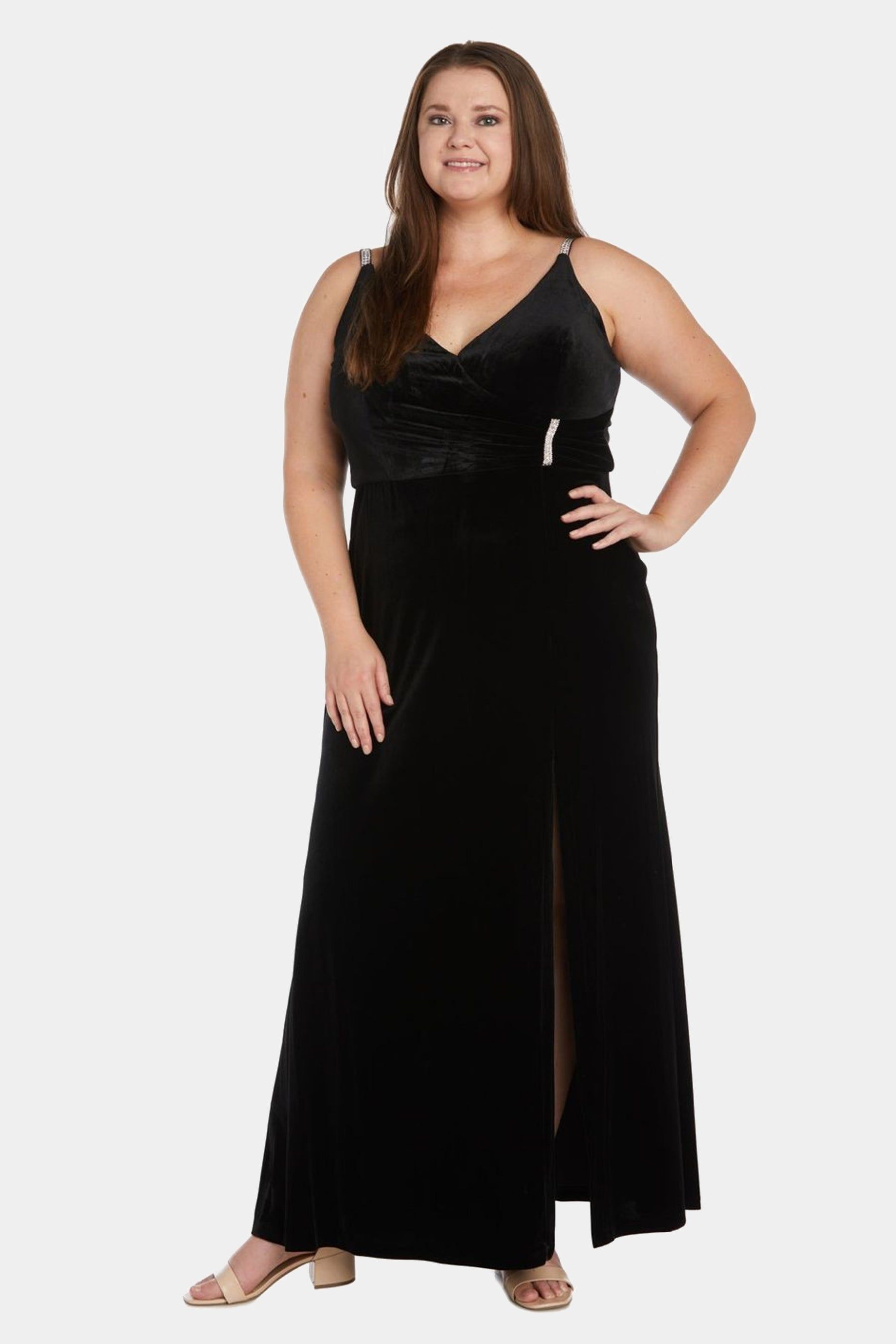 Rhinestone Detail Velvet Evening Gown sold by Lord & Taylor product image thumbnail 3