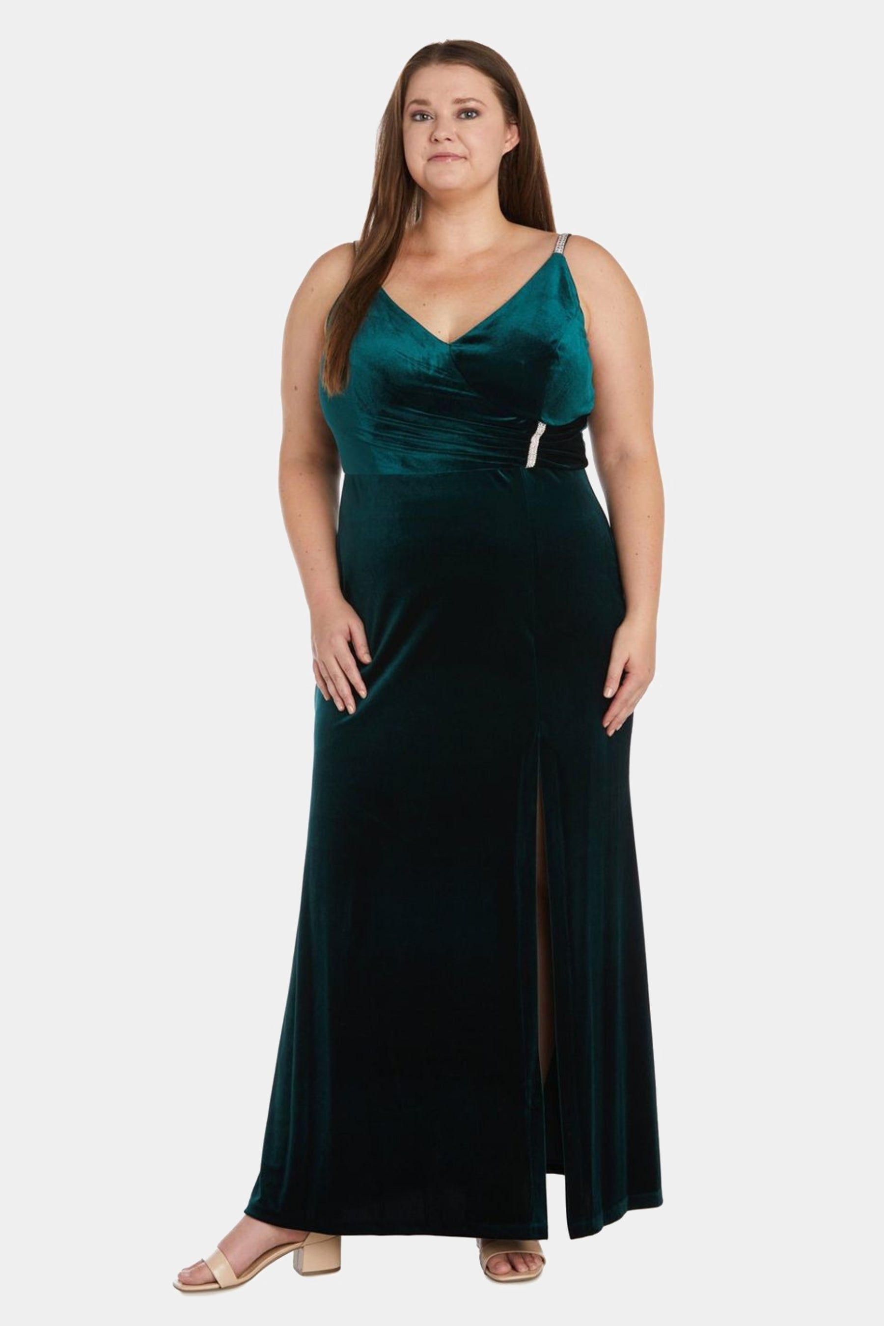Rhinestone Detail Velvet Evening Gown sold by Lord & Taylor