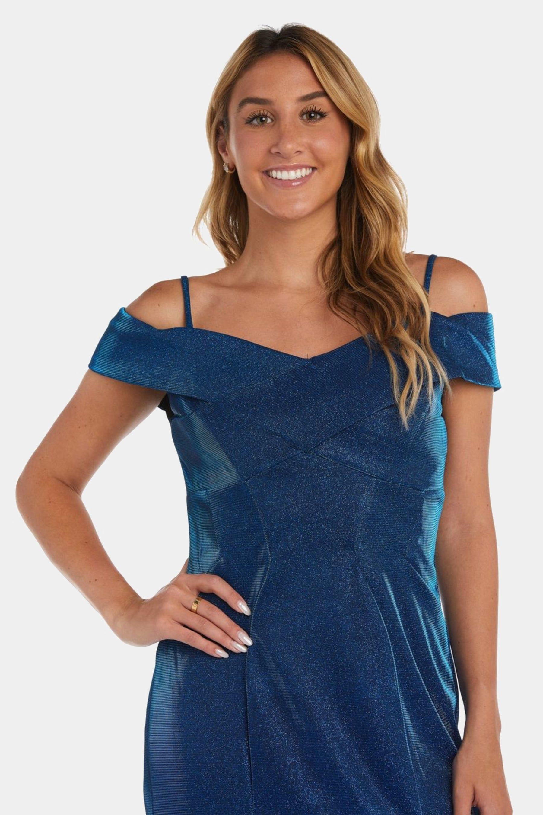 Long Metallic Off the Shoulder Gown sold by Lord & Taylor product image thumbnail 7