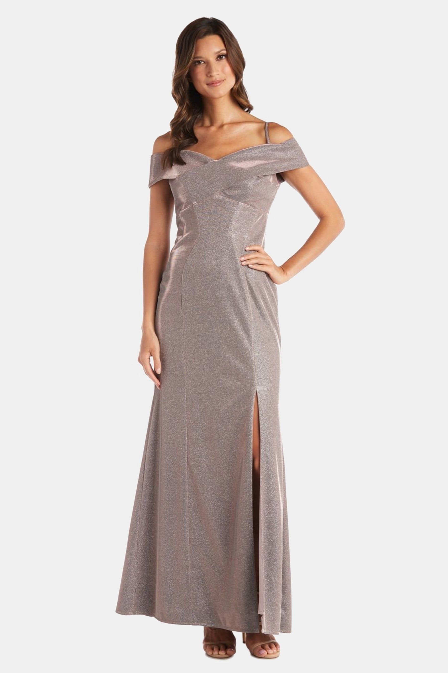 Long Metallic Off the Shoulder Gown sold by Lord & Taylor product image thumbnail 2