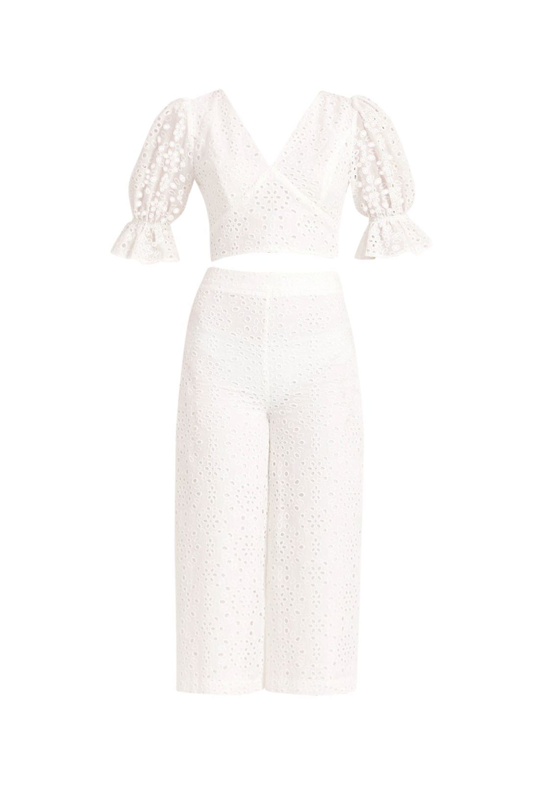 Pilar White Eyelet Pants sold by Lord & Taylor