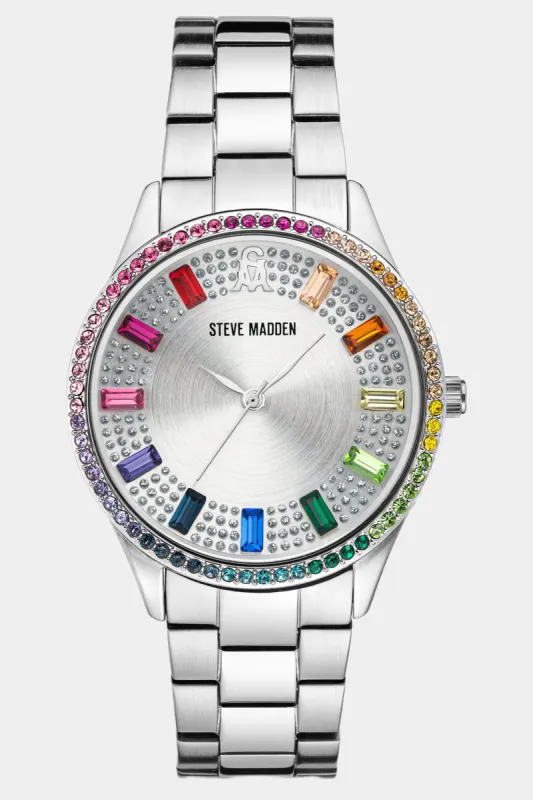 Metal Link Bracelet With Rainbow Crystals Watch sold by Lord & Taylor