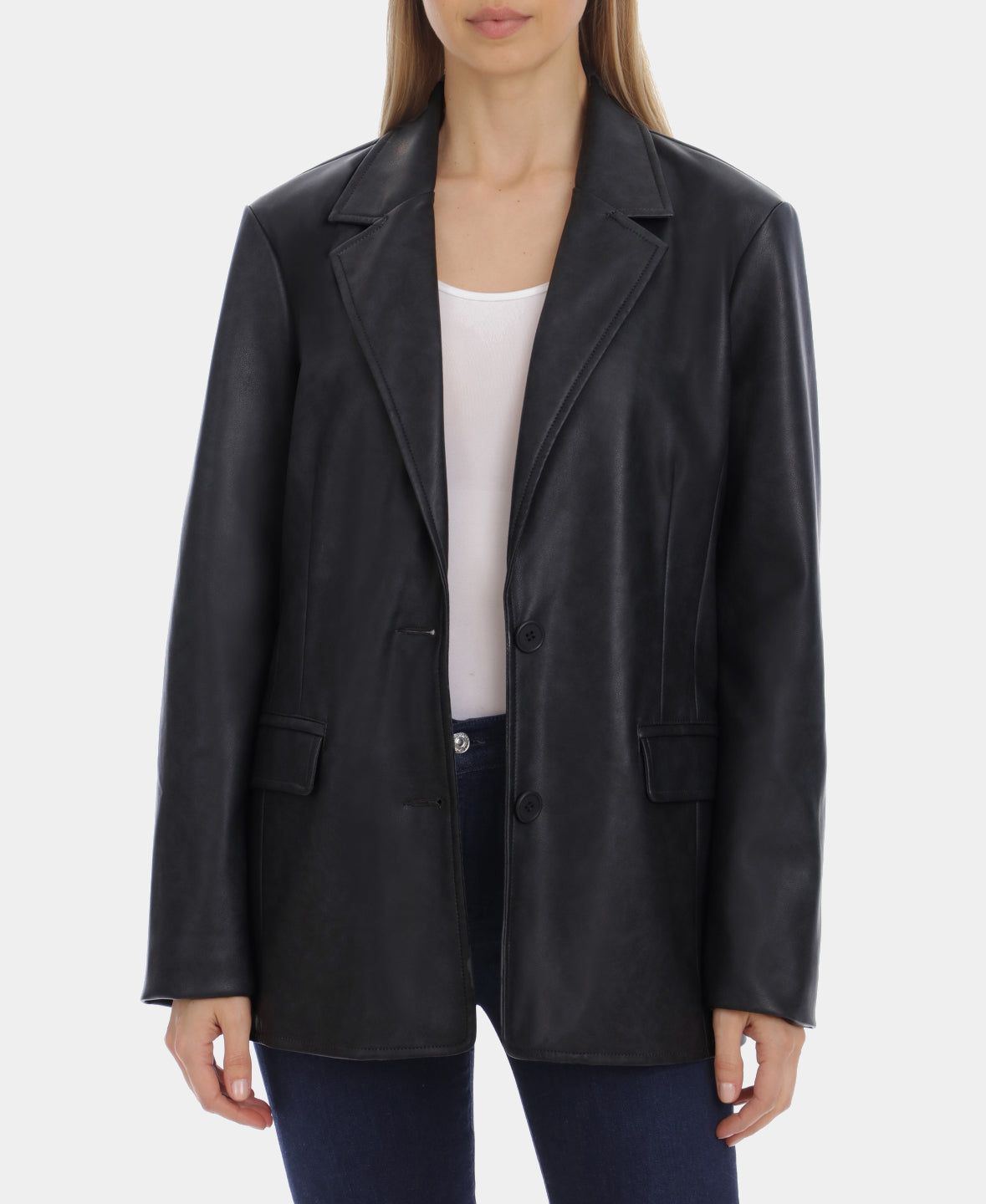 Single Breasted Faux Leather Blazer sold by Lord & Taylor product image thumbnail 3