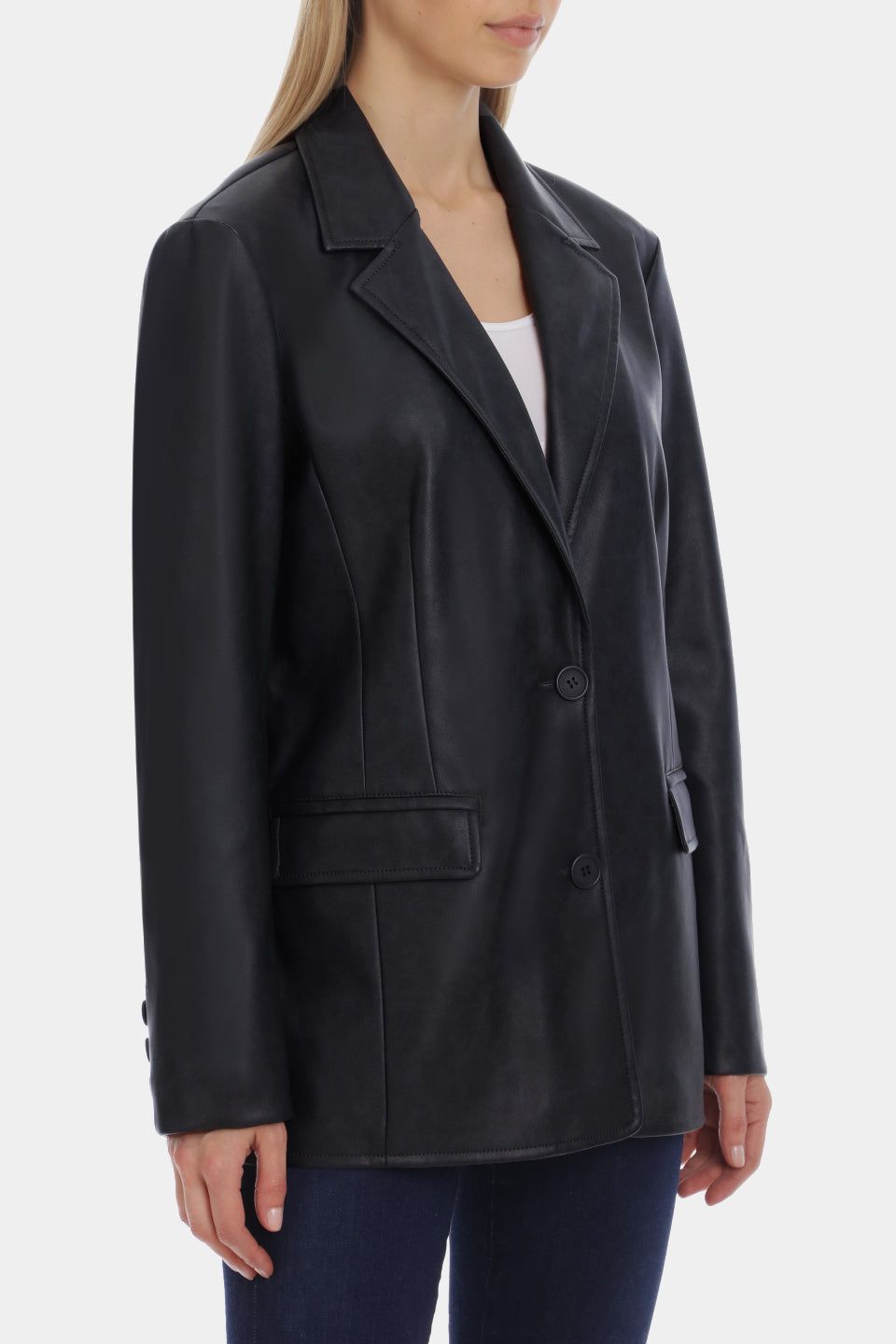 Single Breasted Faux Leather Blazer sold by Lord & Taylor product image thumbnail 2