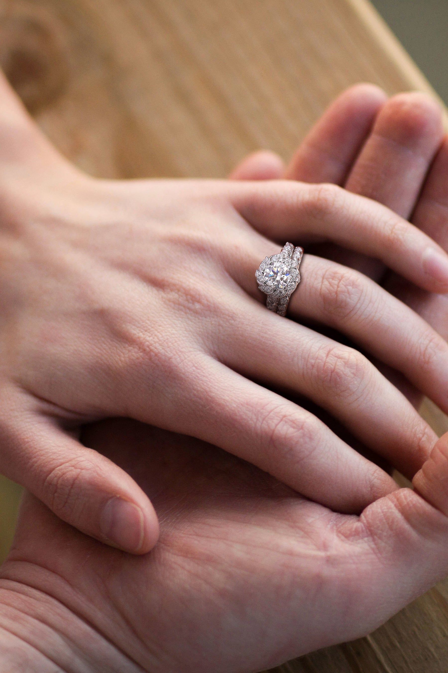 Moissanite Halo Bridal Ring Set in Sterling Silver sold by Lord & Taylor product image thumbnail 5