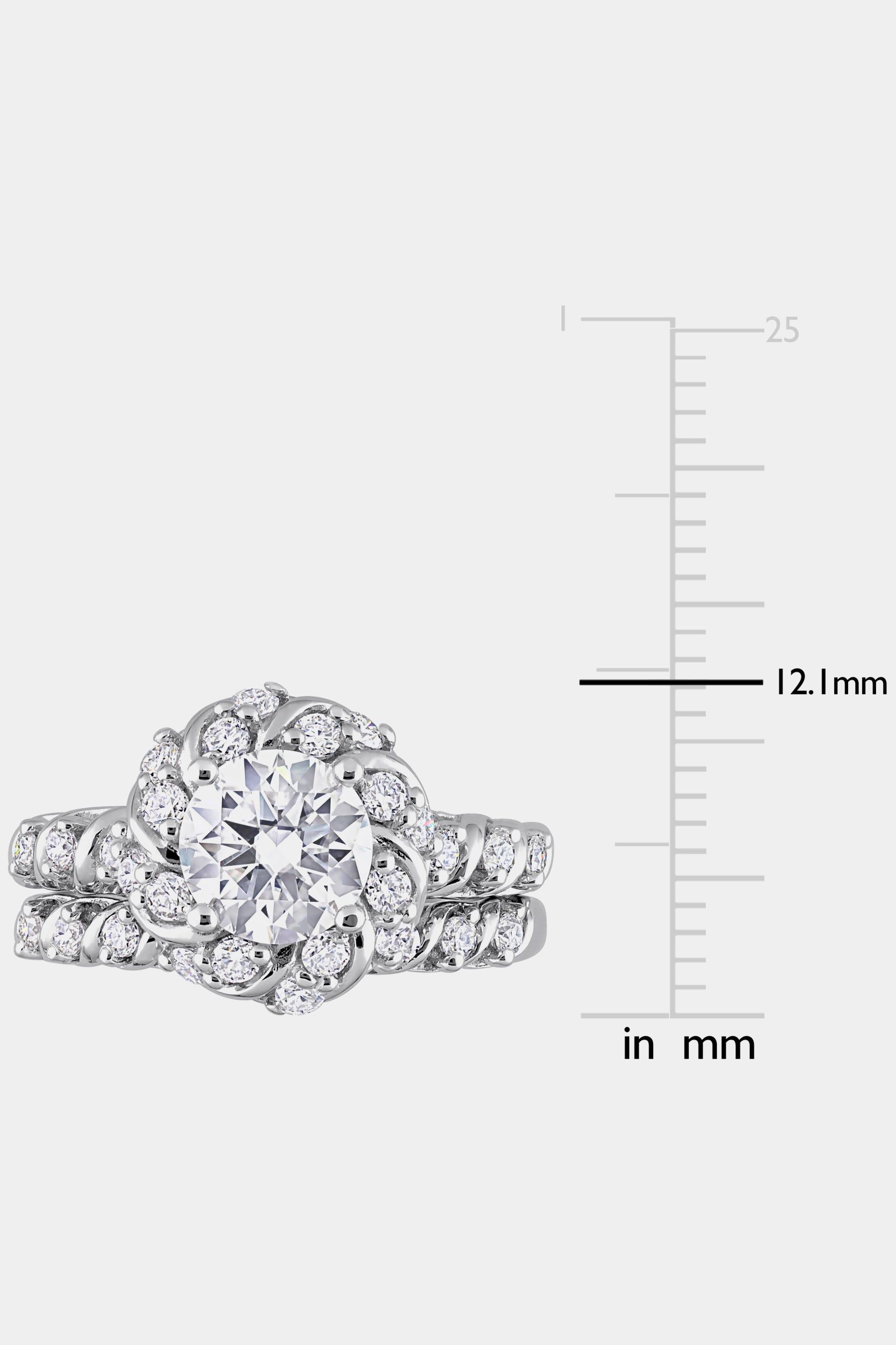 Moissanite Halo Bridal Ring Set in Sterling Silver sold by Lord & Taylor product image thumbnail 3