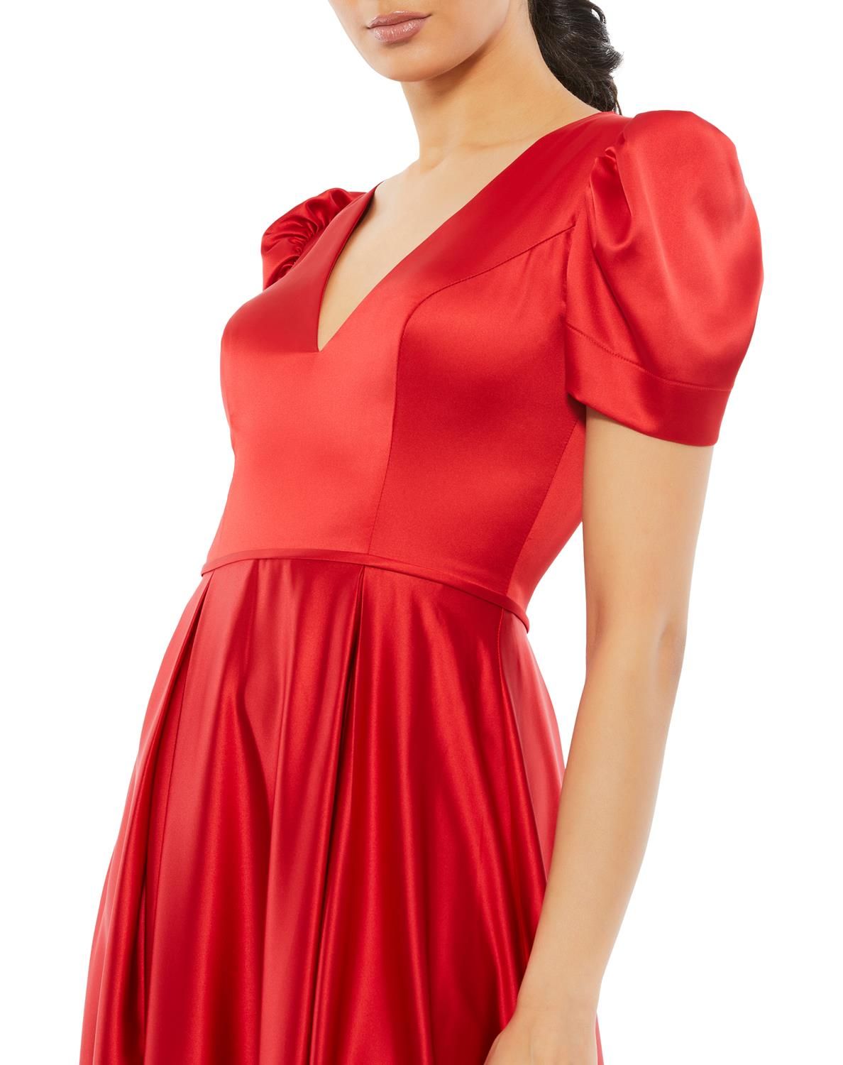V Neck Cap Puff Sleeve Satin Gown sold by Lord & Taylor product image thumbnail 3