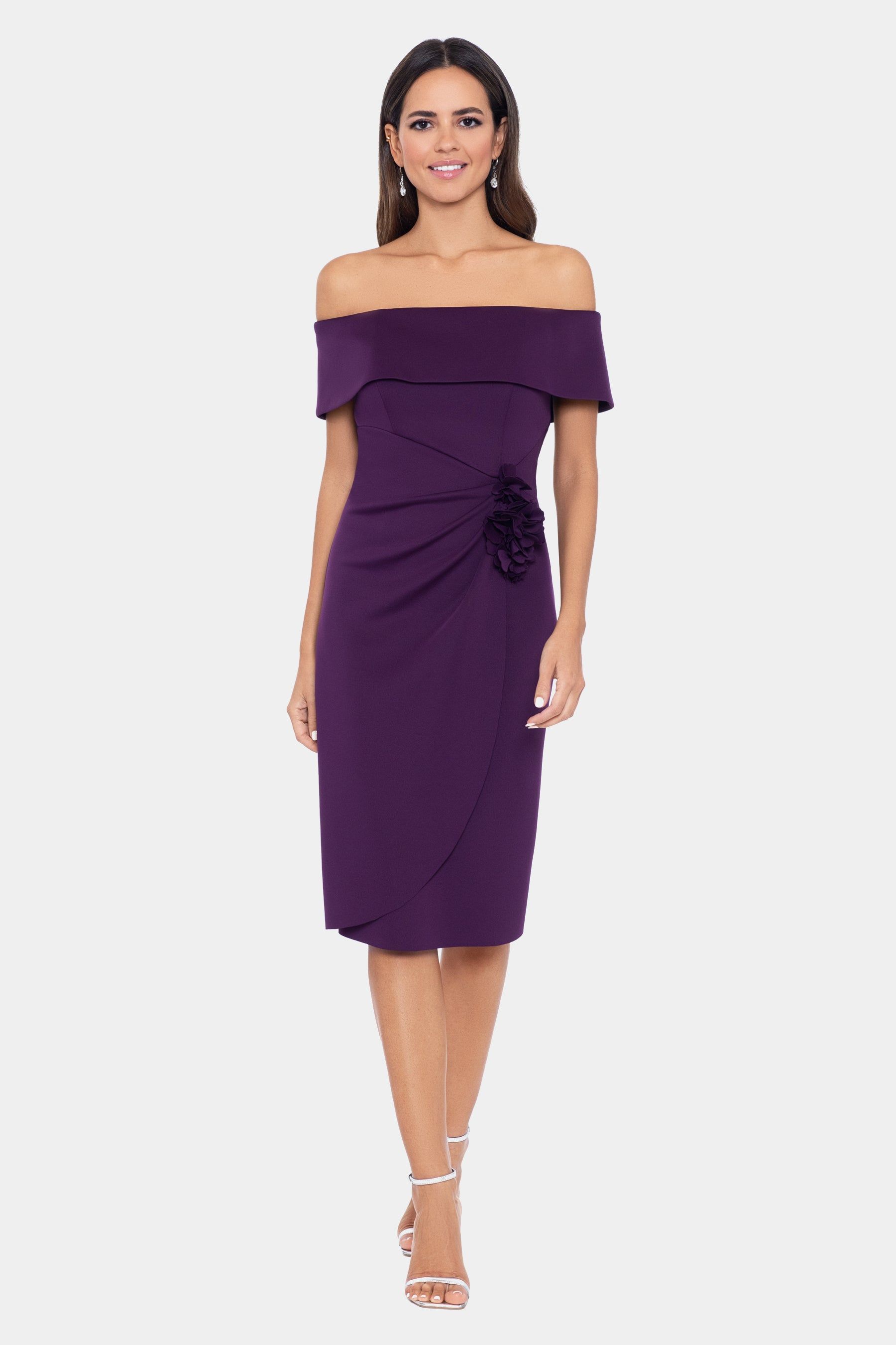 Short Off-shoulder Scuba Dress sold by Lord & Taylor