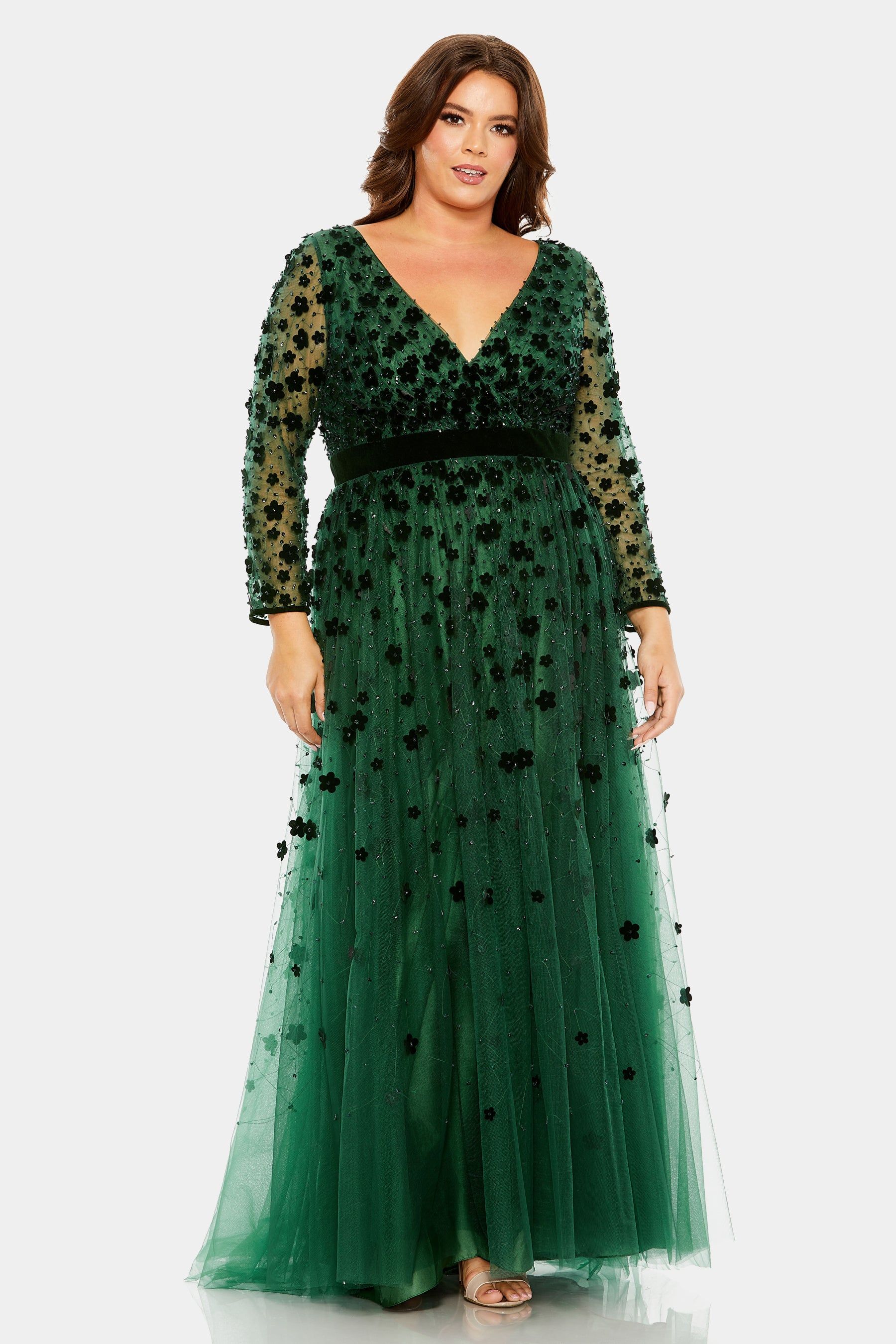 Long Sleeve Floral Applique A Line Gown sold by Lord & Taylor product image thumbnail 4