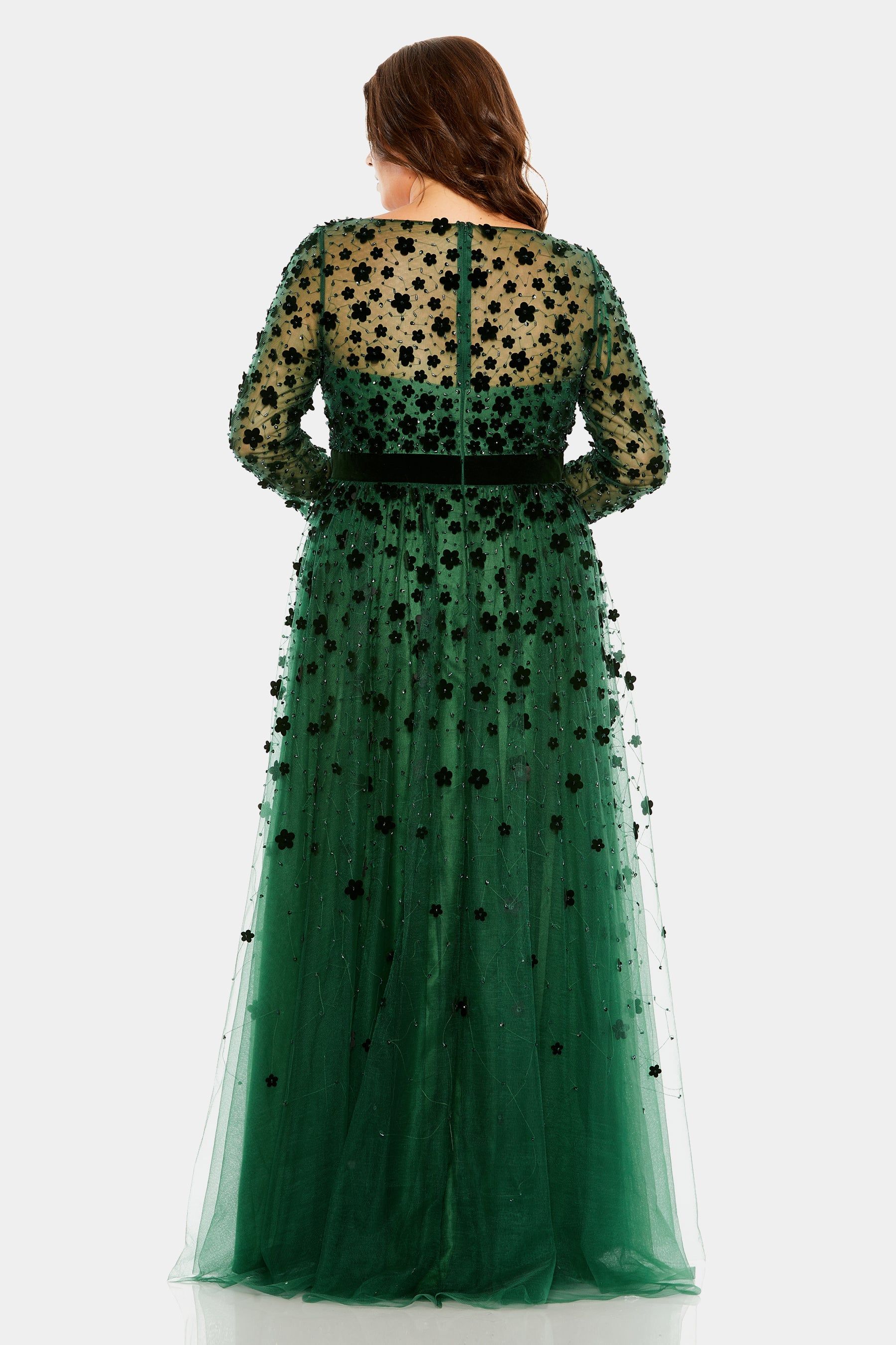 Long Sleeve Floral Applique A Line Gown sold by Lord & Taylor product image thumbnail 5