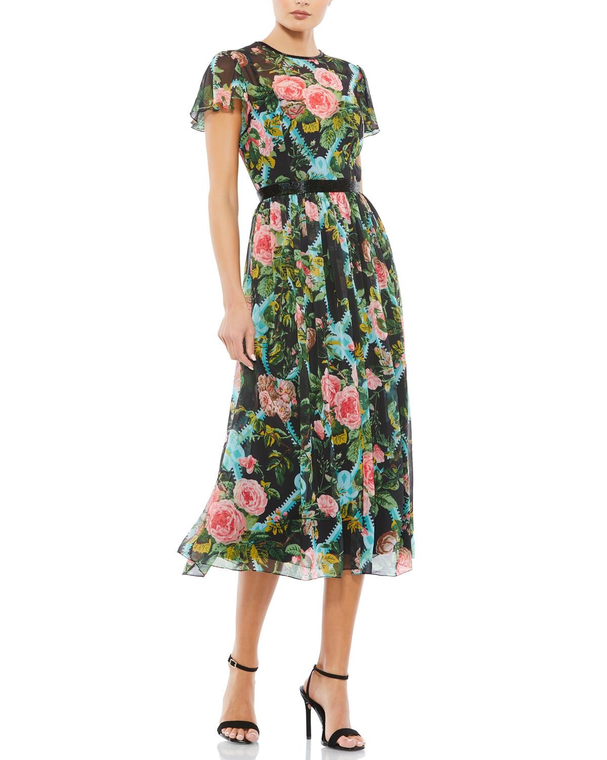 Short Sleeve Floral A-Line Midi Dress sold by Lord & Taylor product image thumbnail 2