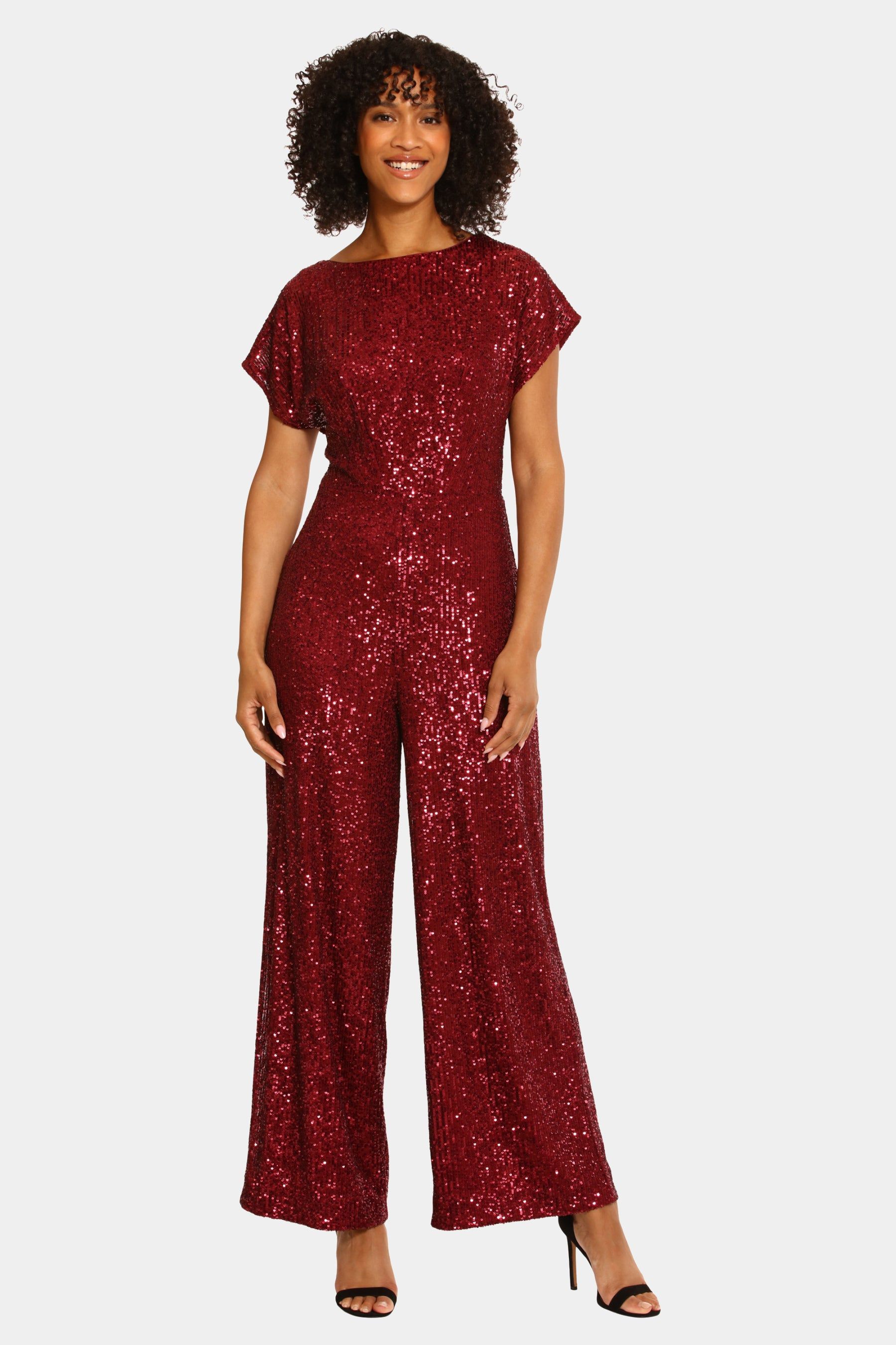 Sequin Wide Leg Lined Stretch Jumpsuit sold by Lord & Taylor