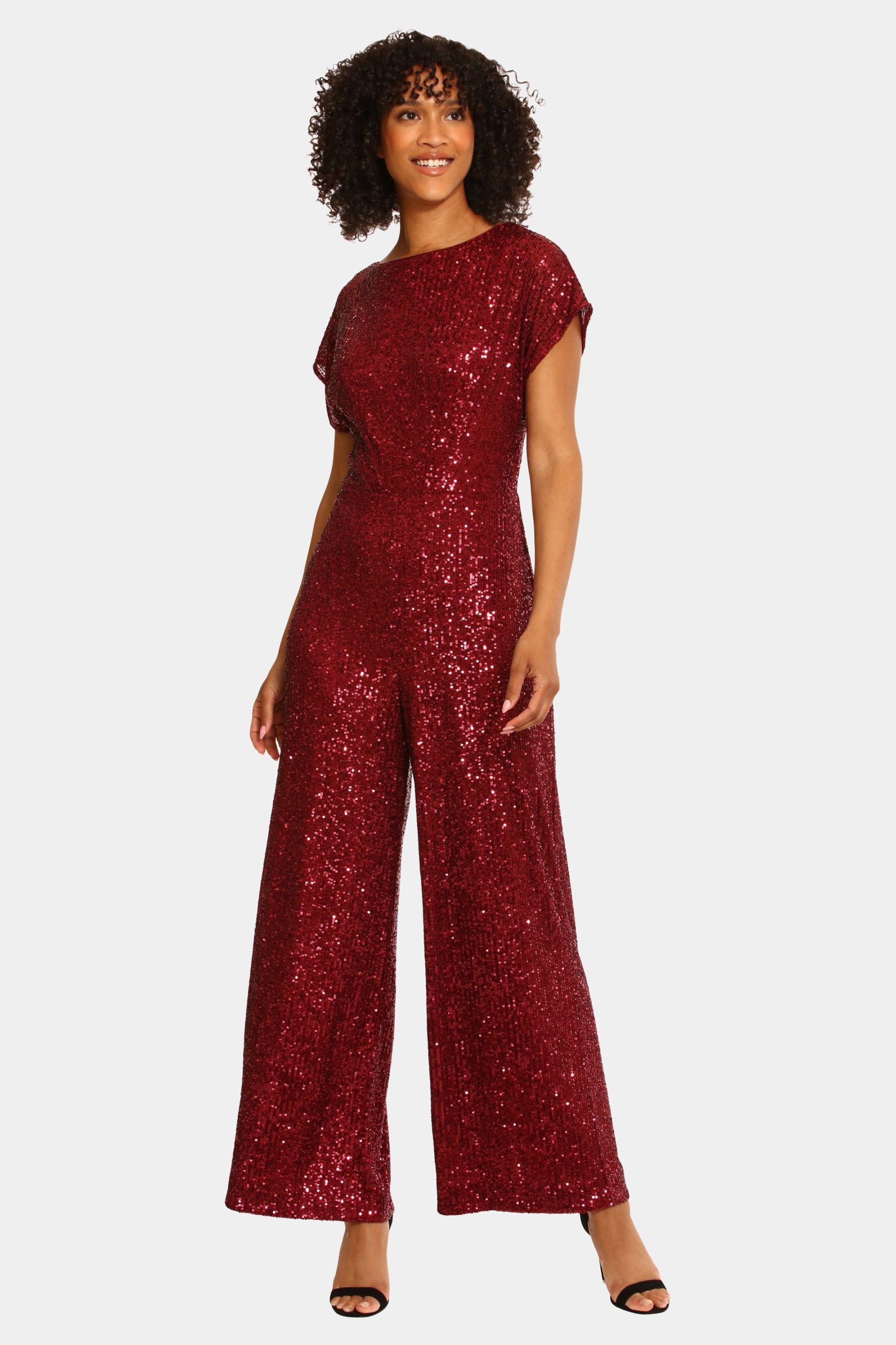 Sequin Wide Leg Lined Stretch Jumpsuit sold by Lord & Taylor product image thumbnail 4