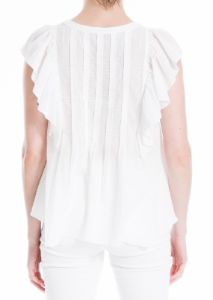 Textured Cotton Pintuck Flutter Sleeve Top sold by Lord & Taylor