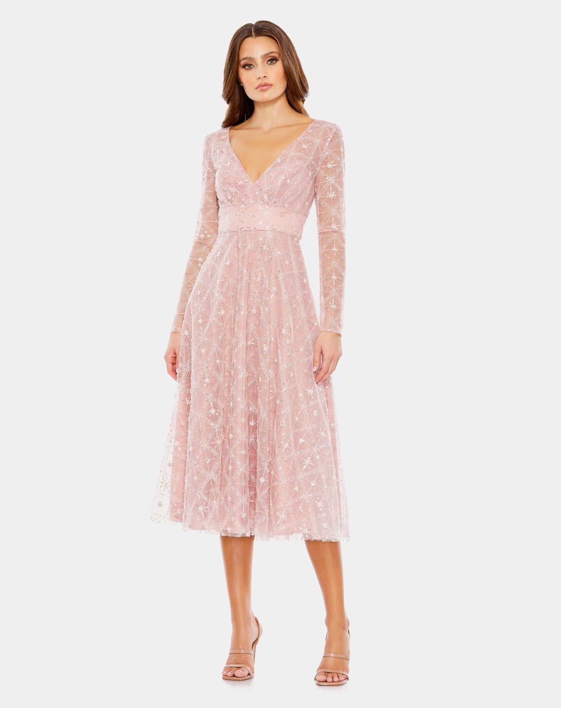 Embellished Illusion Long Sleeve Dress sold by Lord & Taylor