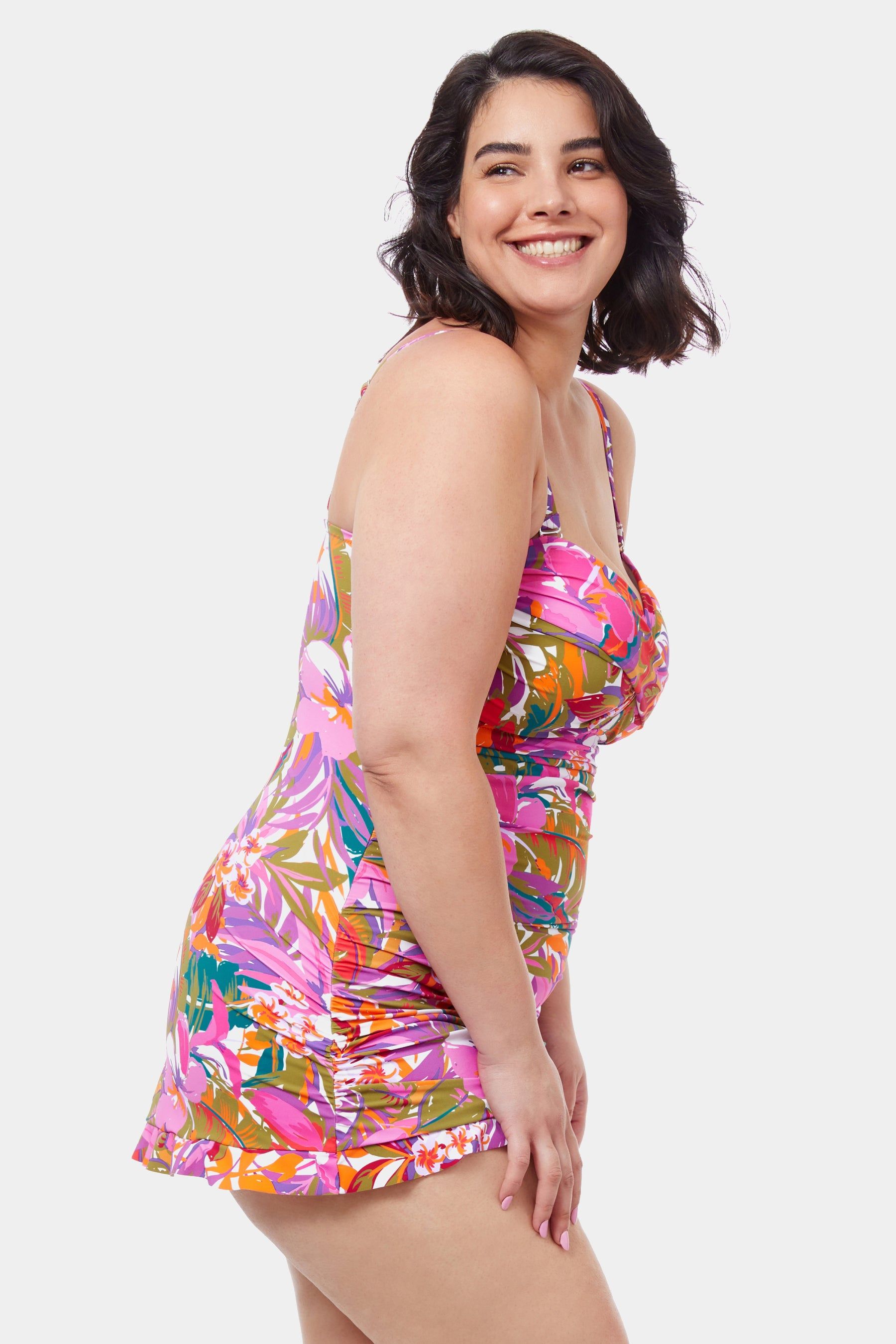 Plus Tropikaia Bandeau Side Shirring Ruffle Hem Swim Dress sold by Lord & Taylor product image thumbnail 2