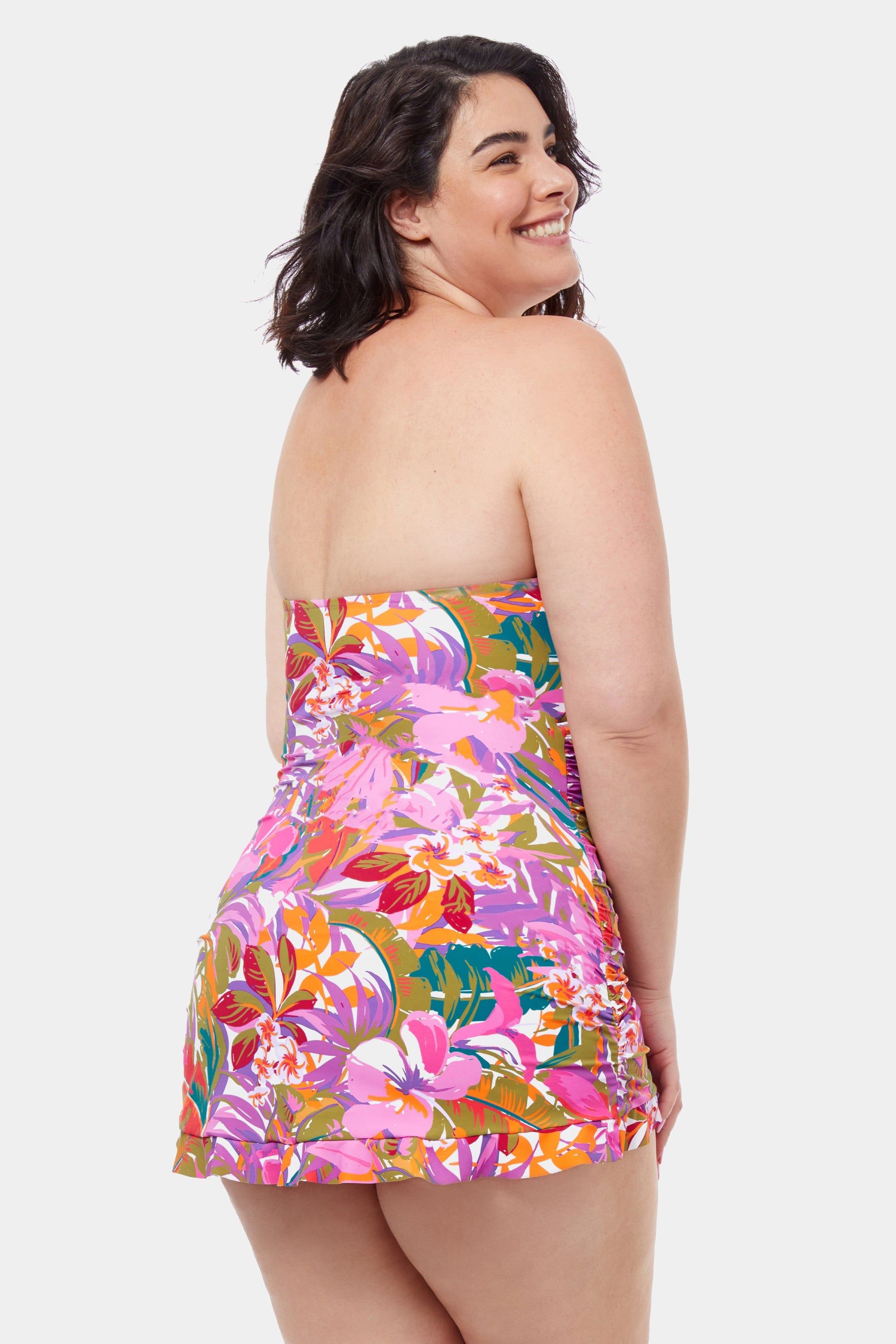 Plus Tropikaia Bandeau Side Shirring Ruffle Hem Swim Dress sold by Lord & Taylor product image thumbnail 3