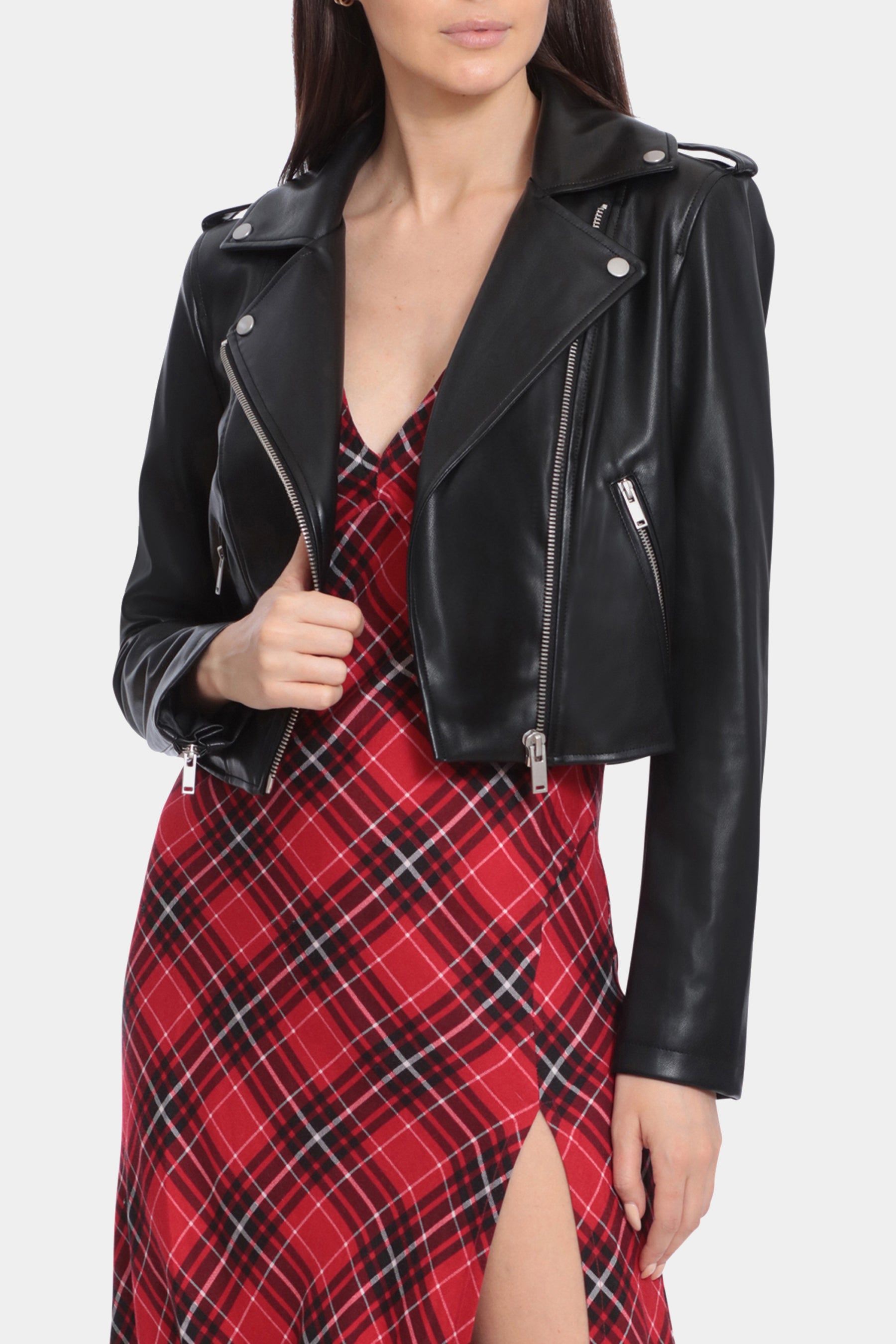 Cropped Faux Leather Biker Jacket sold by Lord & Taylor product image thumbnail 5