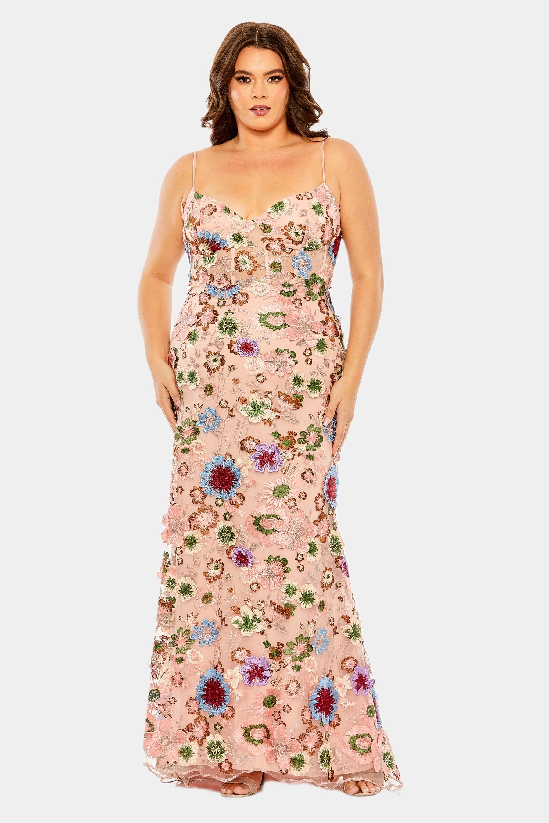 Floral Embroidered Mesh Gown sold by Lord & Taylor