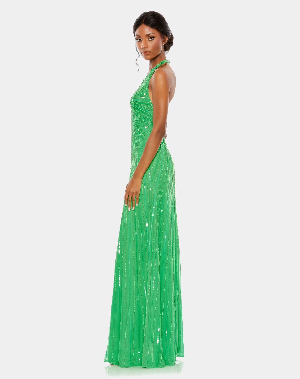 Sequined Halter Strap V Neck Column Gown sold by Lord & Taylor product image thumbnail 3