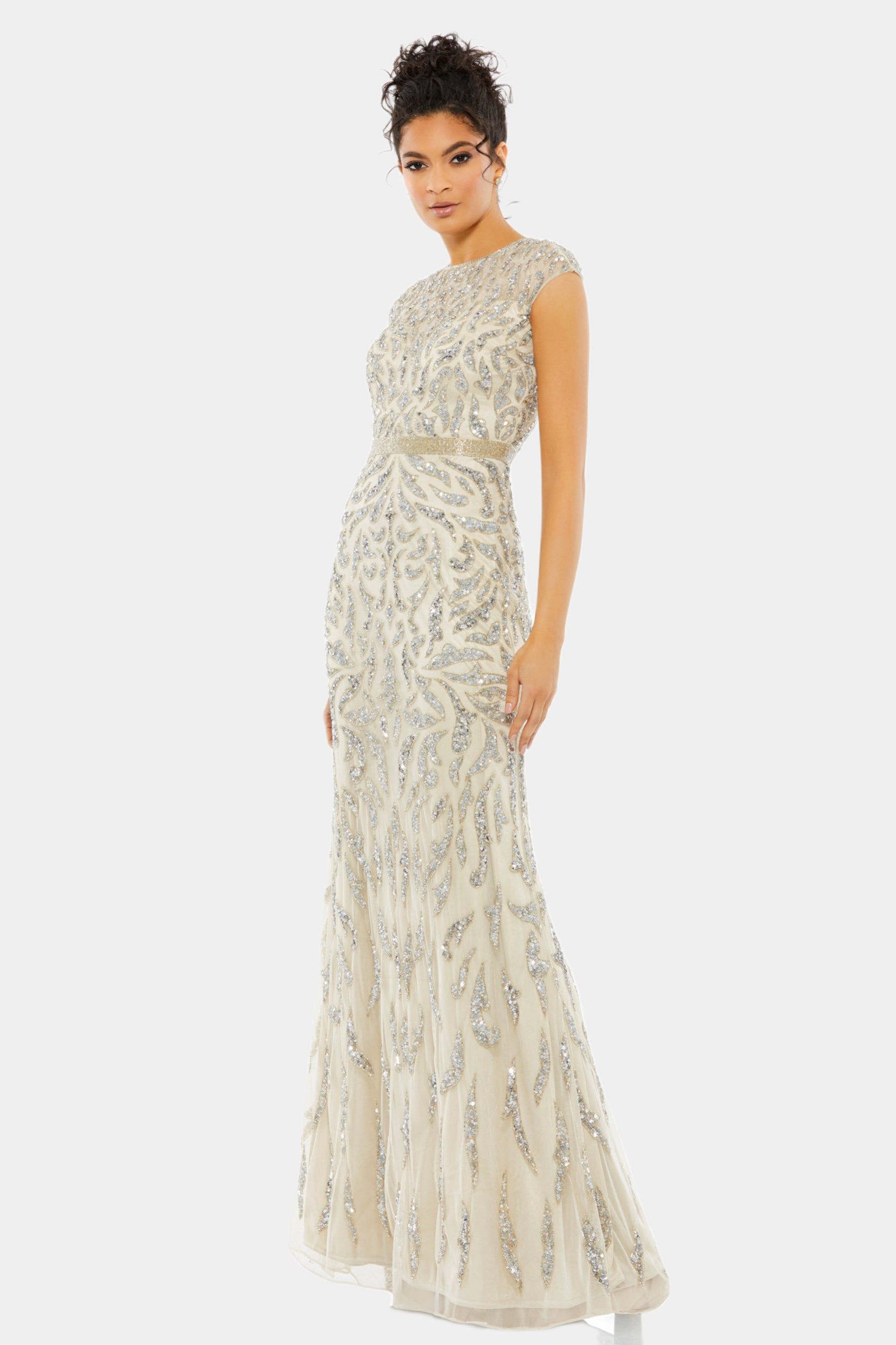 Embellished Illusion Cap Sleeve Column Gown sold by Lord & Taylor product image thumbnail 4