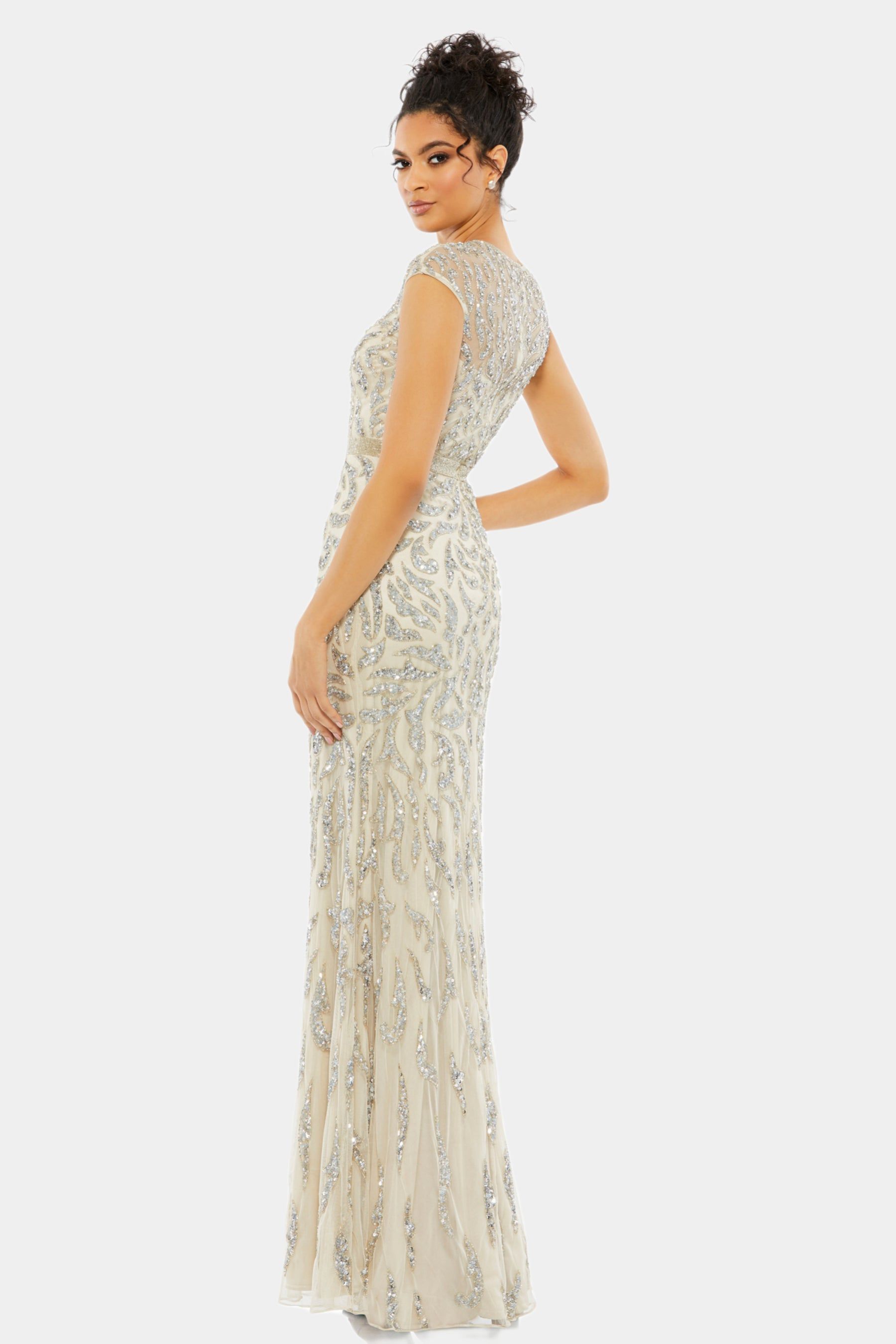 Embellished Illusion Cap Sleeve Column Gown sold by Lord & Taylor product image thumbnail 3