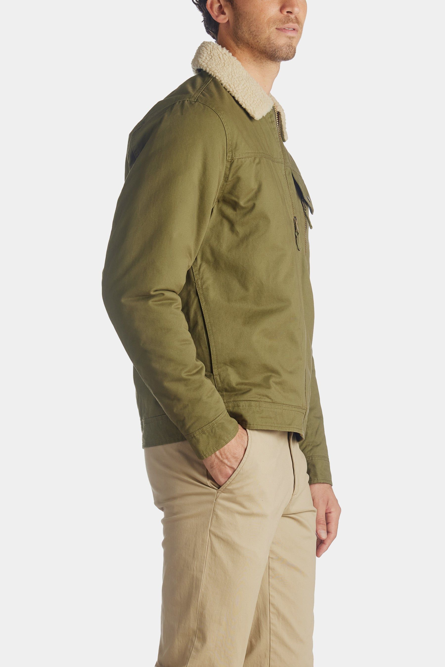 Twill Trucker Sherpa Collar Jacket sold by Lord & Taylor product image thumbnail 3
