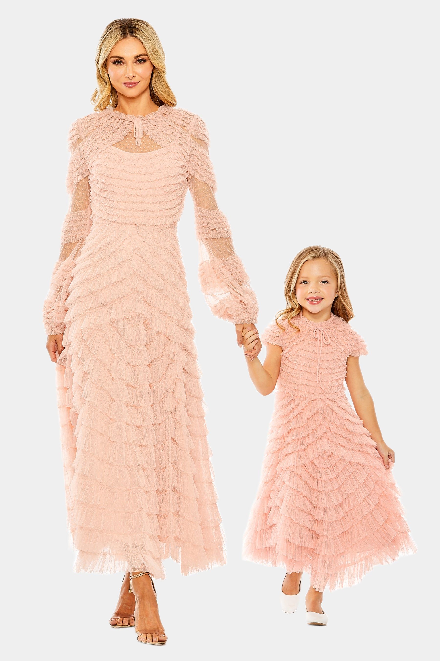 High Neck Puff Long Sleeve Ruffle Tiered Gown sold by Lord & Taylor product image thumbnail 2