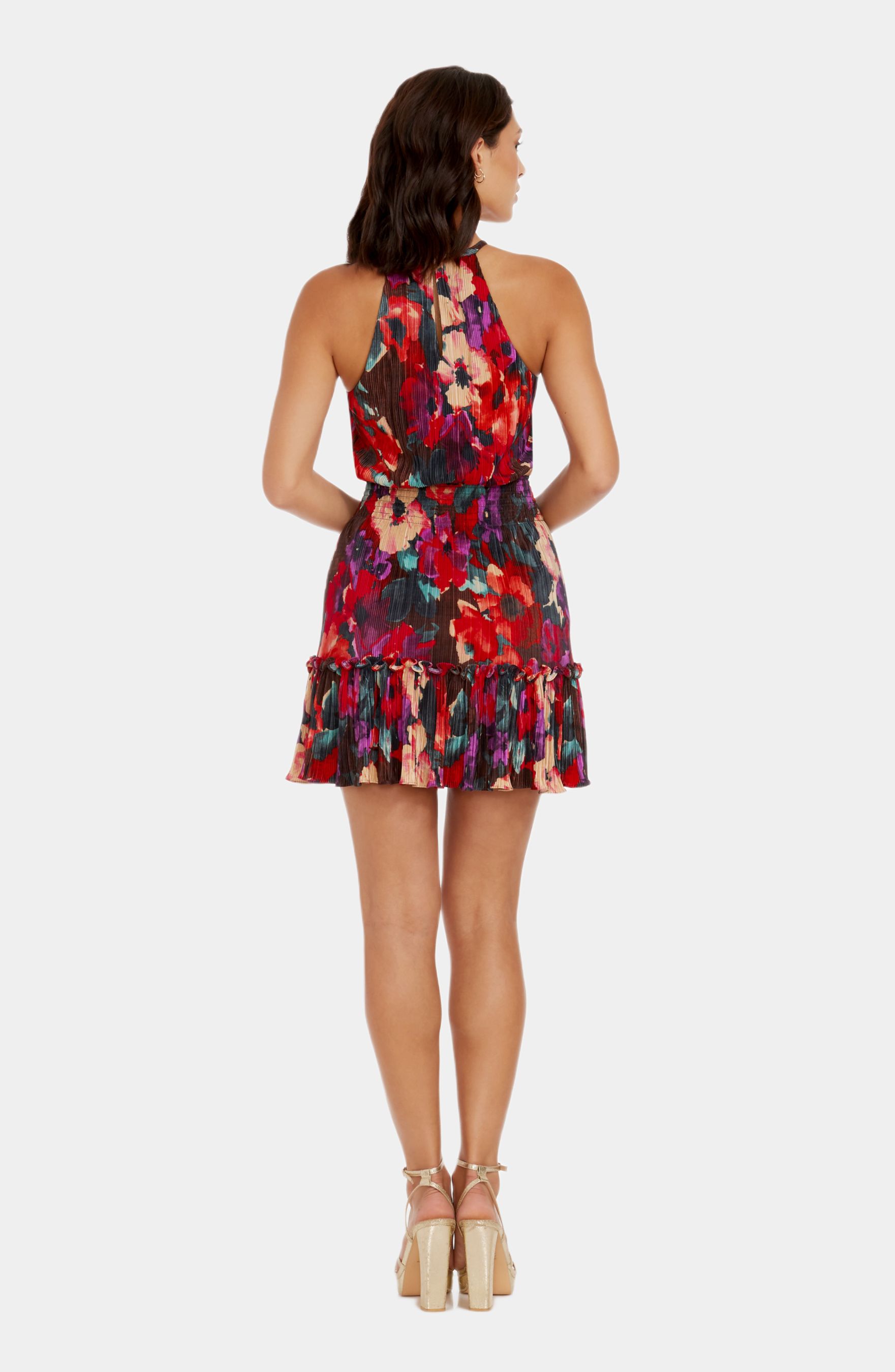 Kaylee Halter Neck Smocked Waist Fit & Flare Mini Dress sold by Lord & Taylor product image thumbnail 4