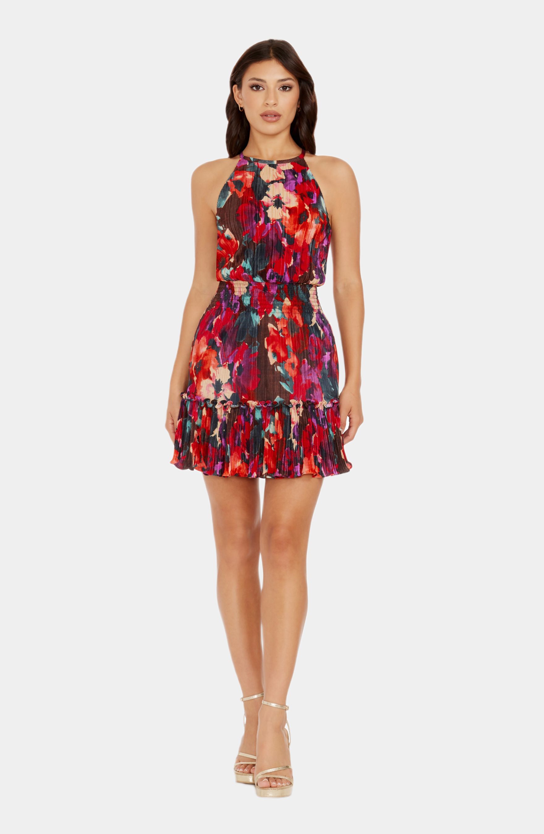 Kaylee Halter Neck Smocked Waist Fit & Flare Mini Dress sold by Lord & Taylor product image thumbnail 2