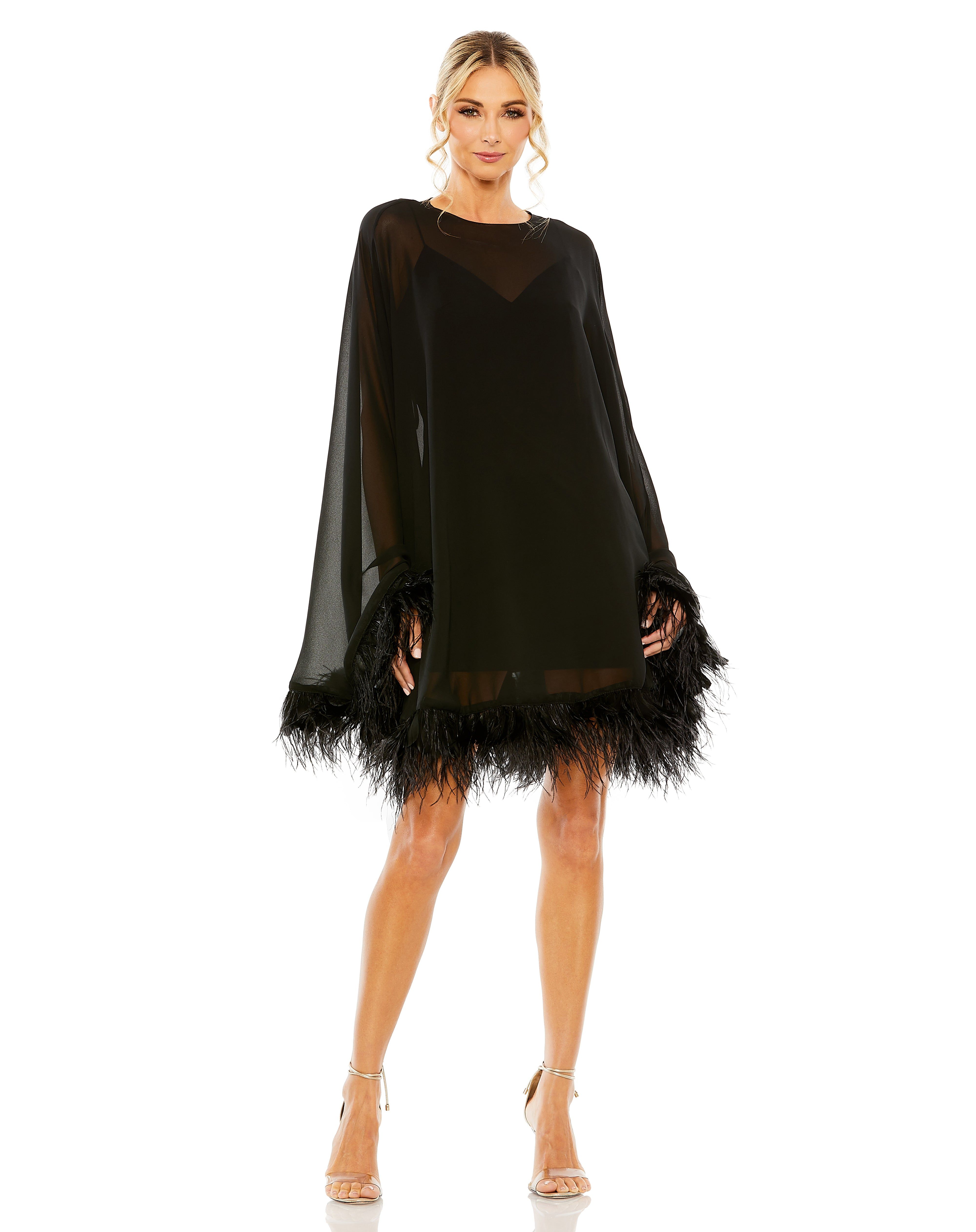 Feathered Trim Trapeze Dress sold by Lord & Taylor product image thumbnail 13
