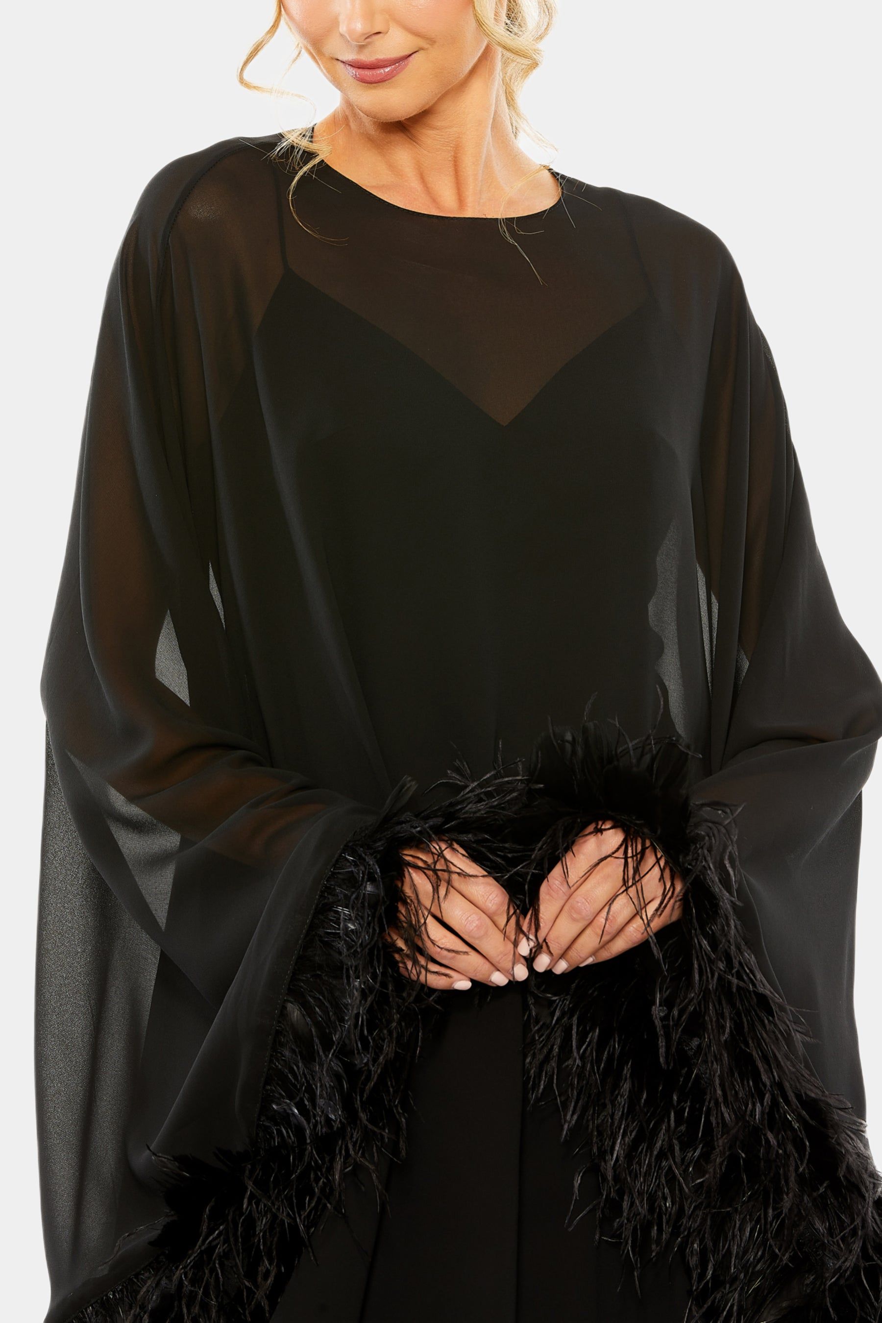 Feathered Trim Trapeze Dress sold by Lord & Taylor product image thumbnail 5