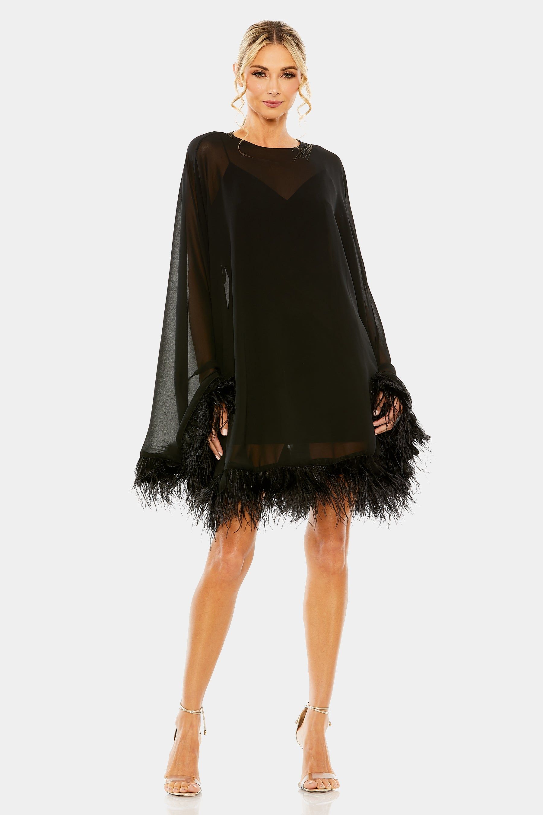 Feathered Trim Trapeze Dress sold by Lord & Taylor product image thumbnail 2