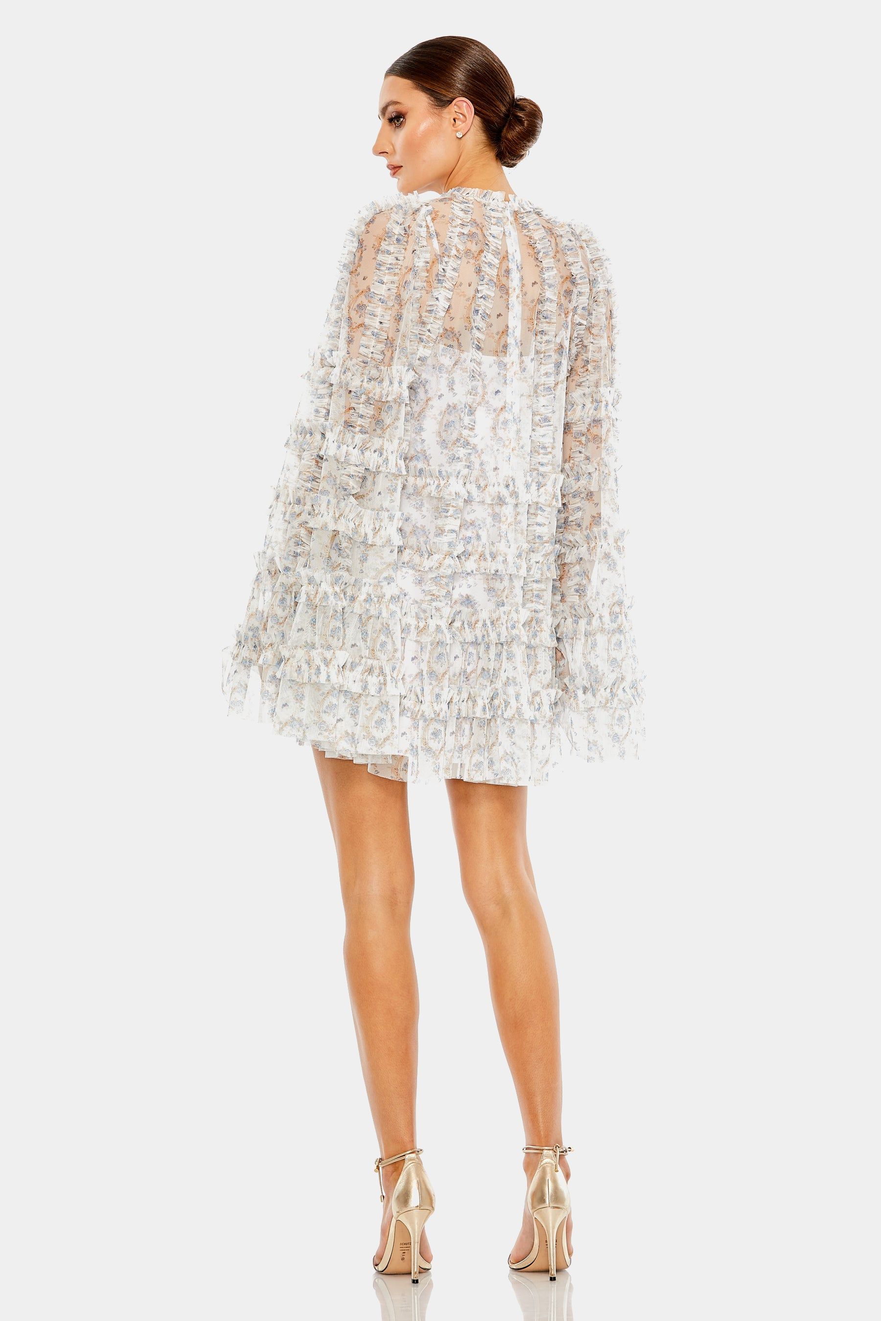 Floral Print Long Flare Sleeve Mesh A-Line Dress sold by Lord & Taylor product image thumbnail 2