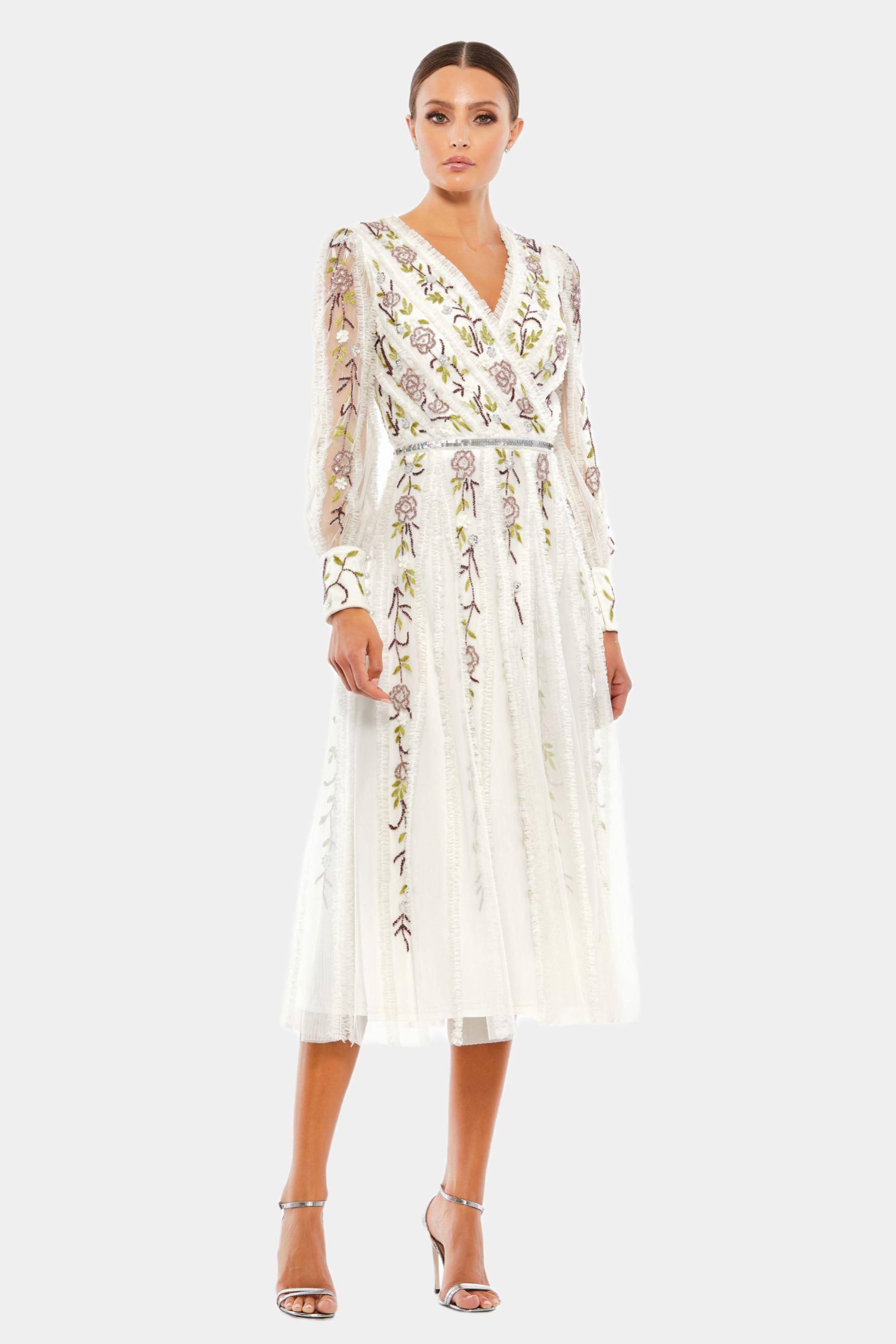 Embellished Wrap Over Illusion Midi Dress sold by Lord & Taylor product image thumbnail 3