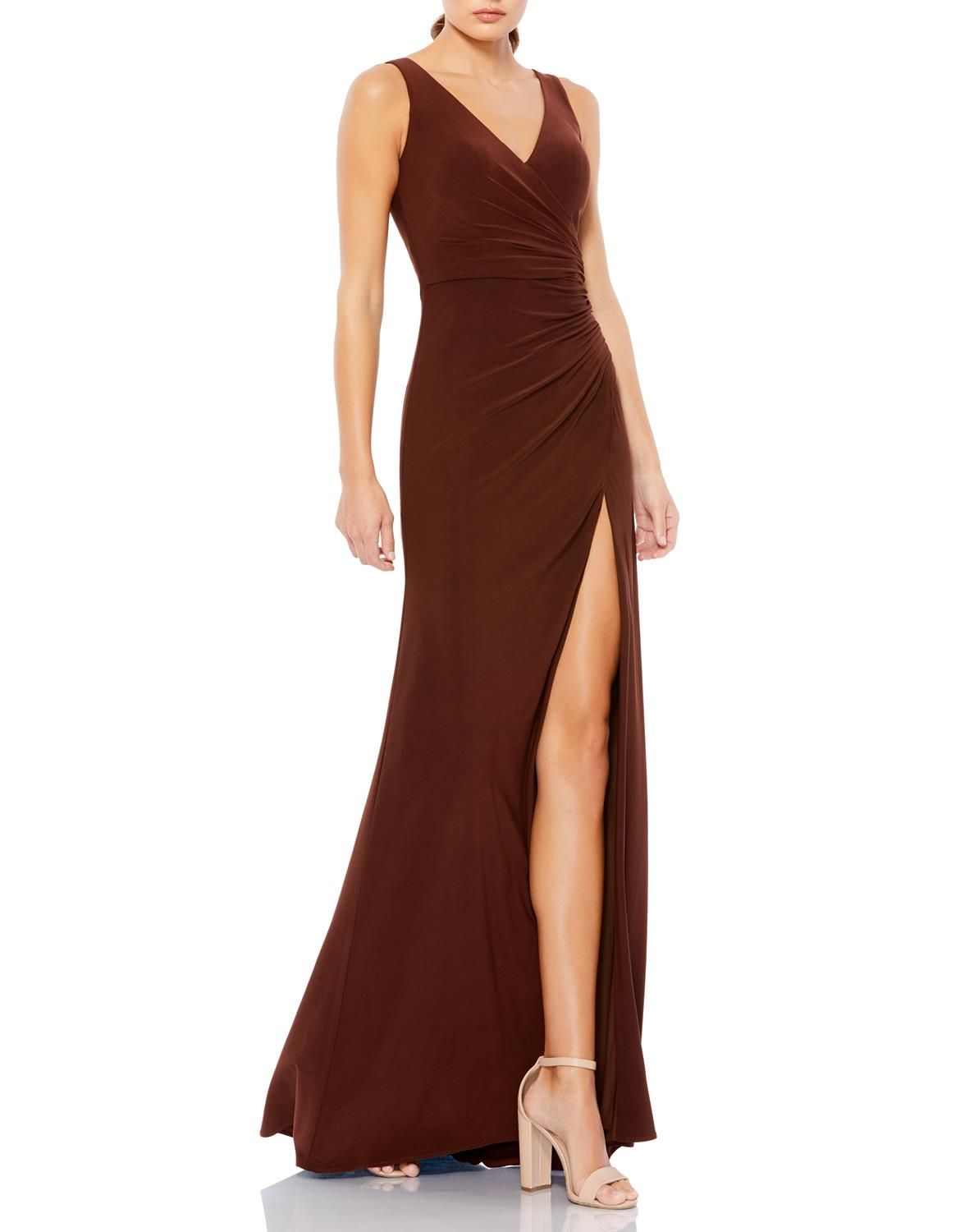 Faux Wrap Sleeveless V Neck Gown sold by Lord & Taylor product image thumbnail 4