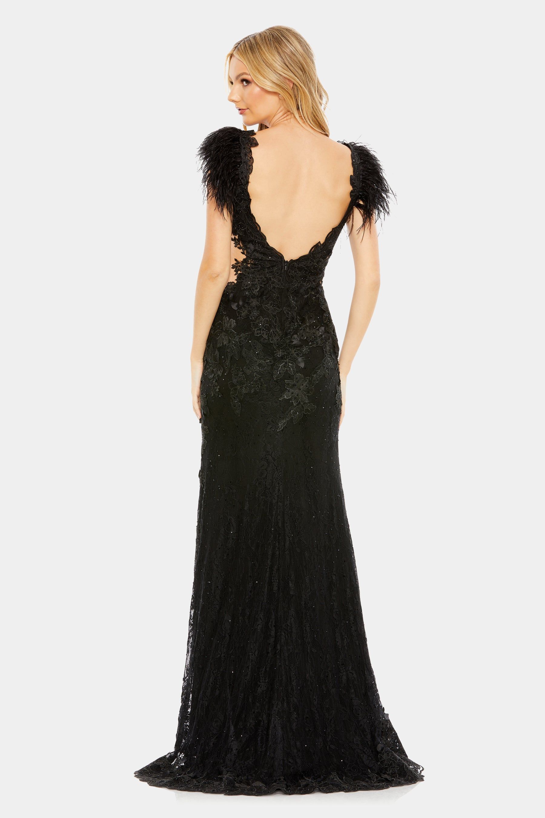 Feathered Cap Sleeve Lace Gown sold by Lord & Taylor product image thumbnail 2