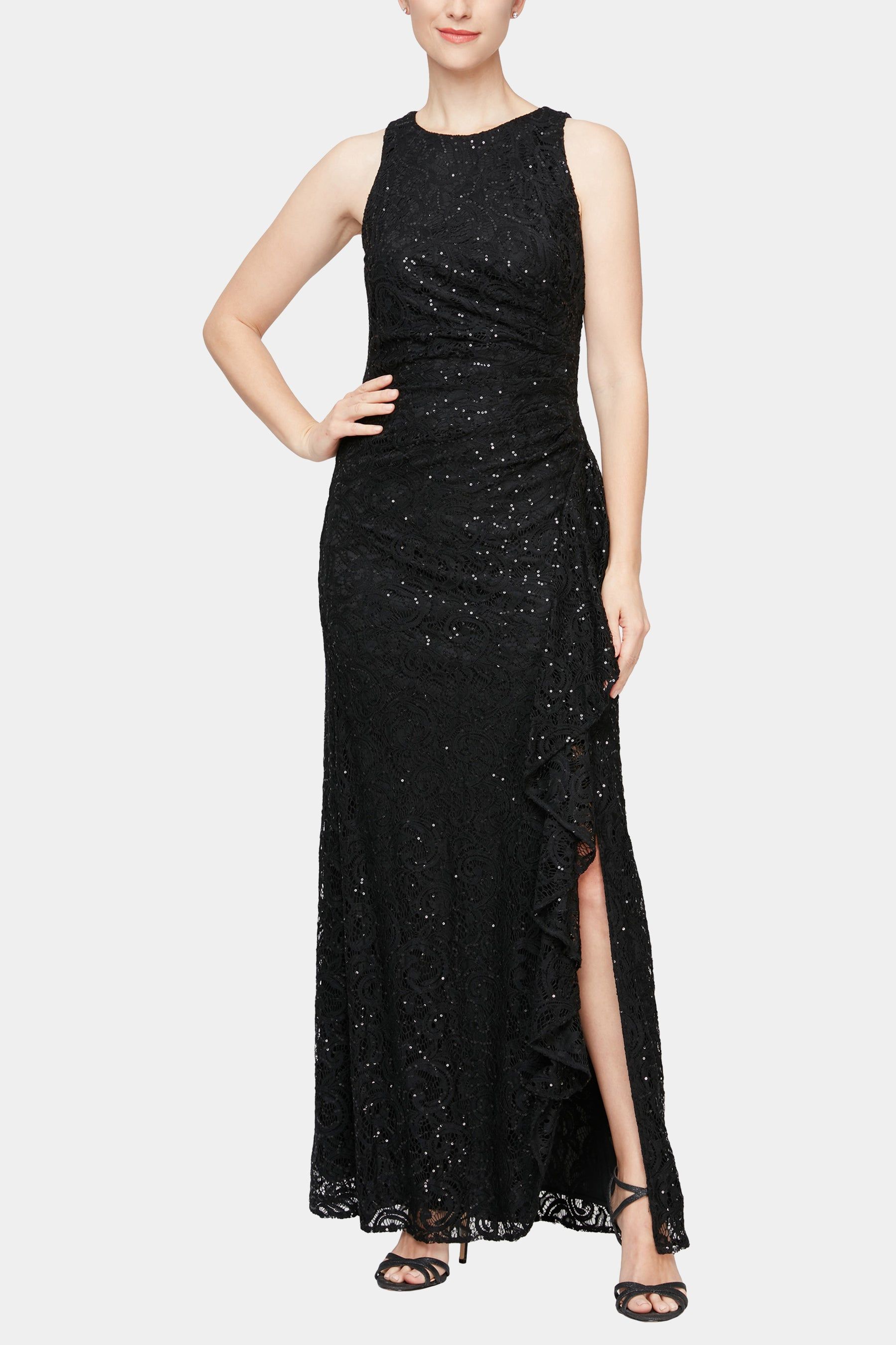 Long Sleeveless Cascade Ruffle Lace Dress sold by Lord & Taylor product image thumbnail 2