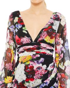 Floral Puff Sleeve V Neck Mini Dress sold by Lord & Taylor