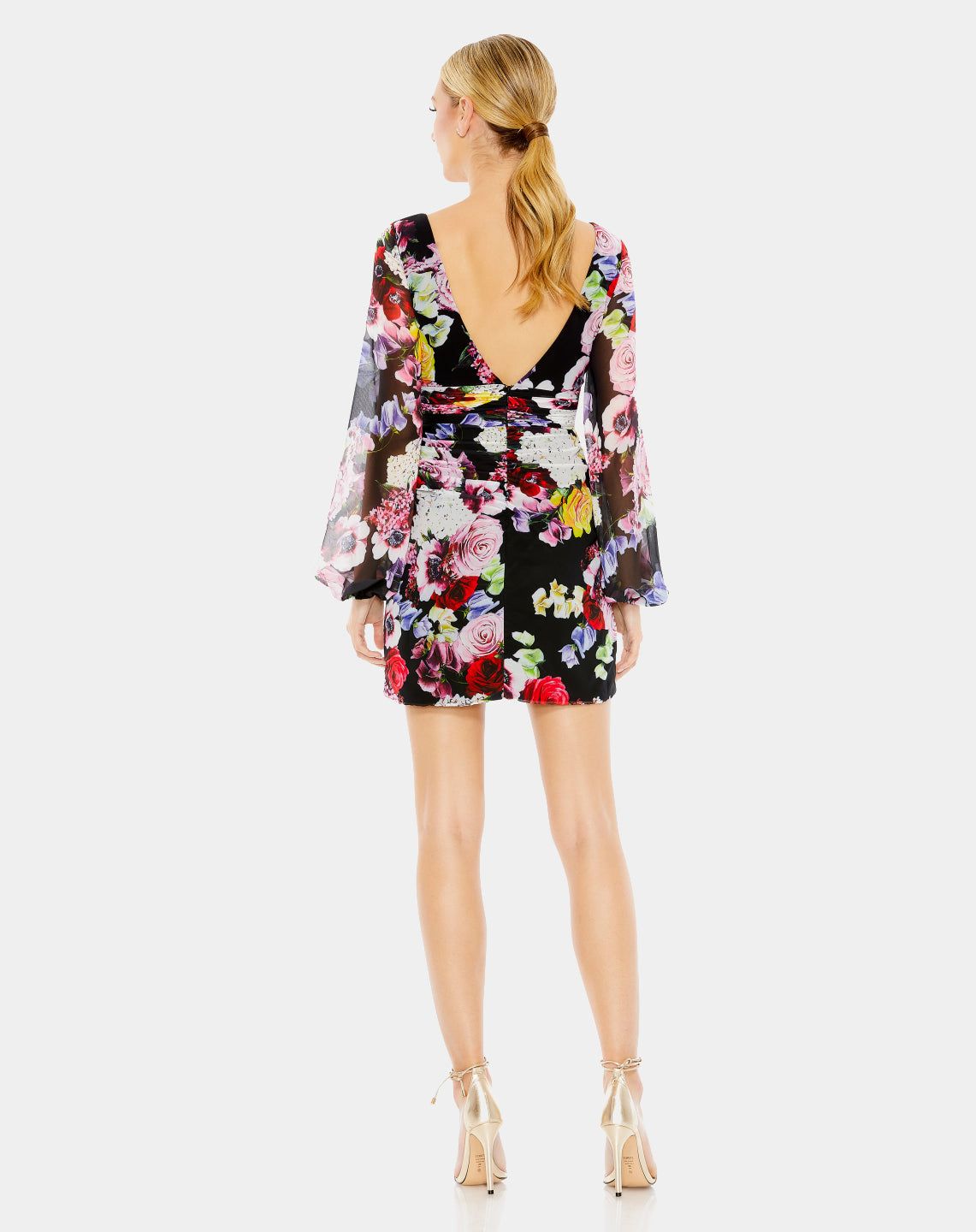 Floral Puff Sleeve V Neck Mini Dress sold by Lord & Taylor product image thumbnail 4