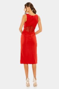 V Neck Mesh Cage Midi Dress sold by Lord & Taylor