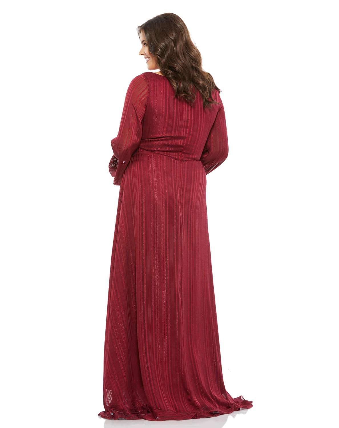 Long Sleeve V-Neck Wrap Gown sold by Lord & Taylor product image thumbnail 2