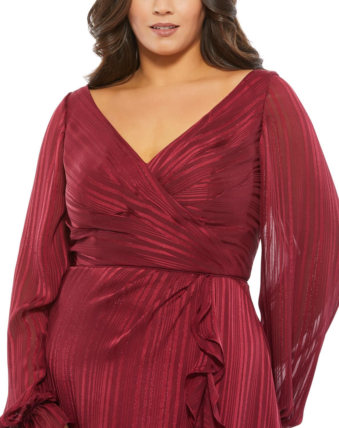 Long Sleeve V-Neck Wrap Gown sold by Lord & Taylor product image thumbnail 3