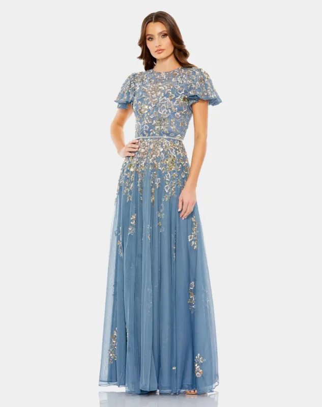 Embellished Butterfly Sleeve High Neck Gown sold by Lord & Taylor