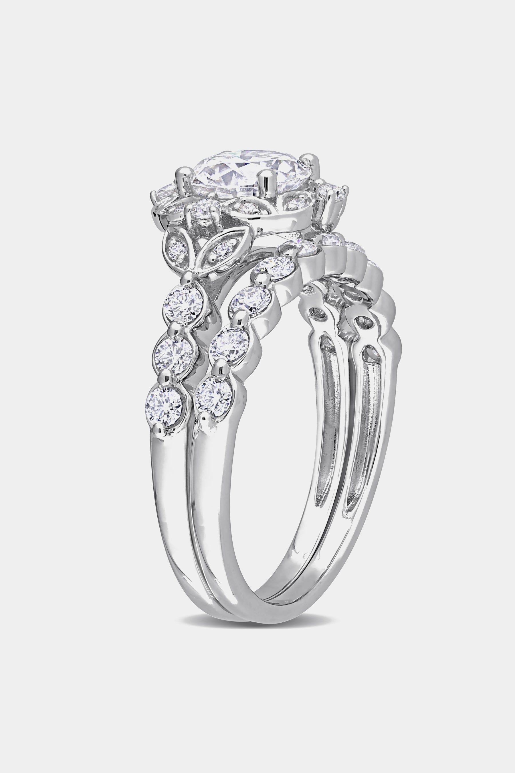 Moissanite Halo Vintage Bridal Ring Set in Sterling Silver sold by Lord & Taylor product image thumbnail 5