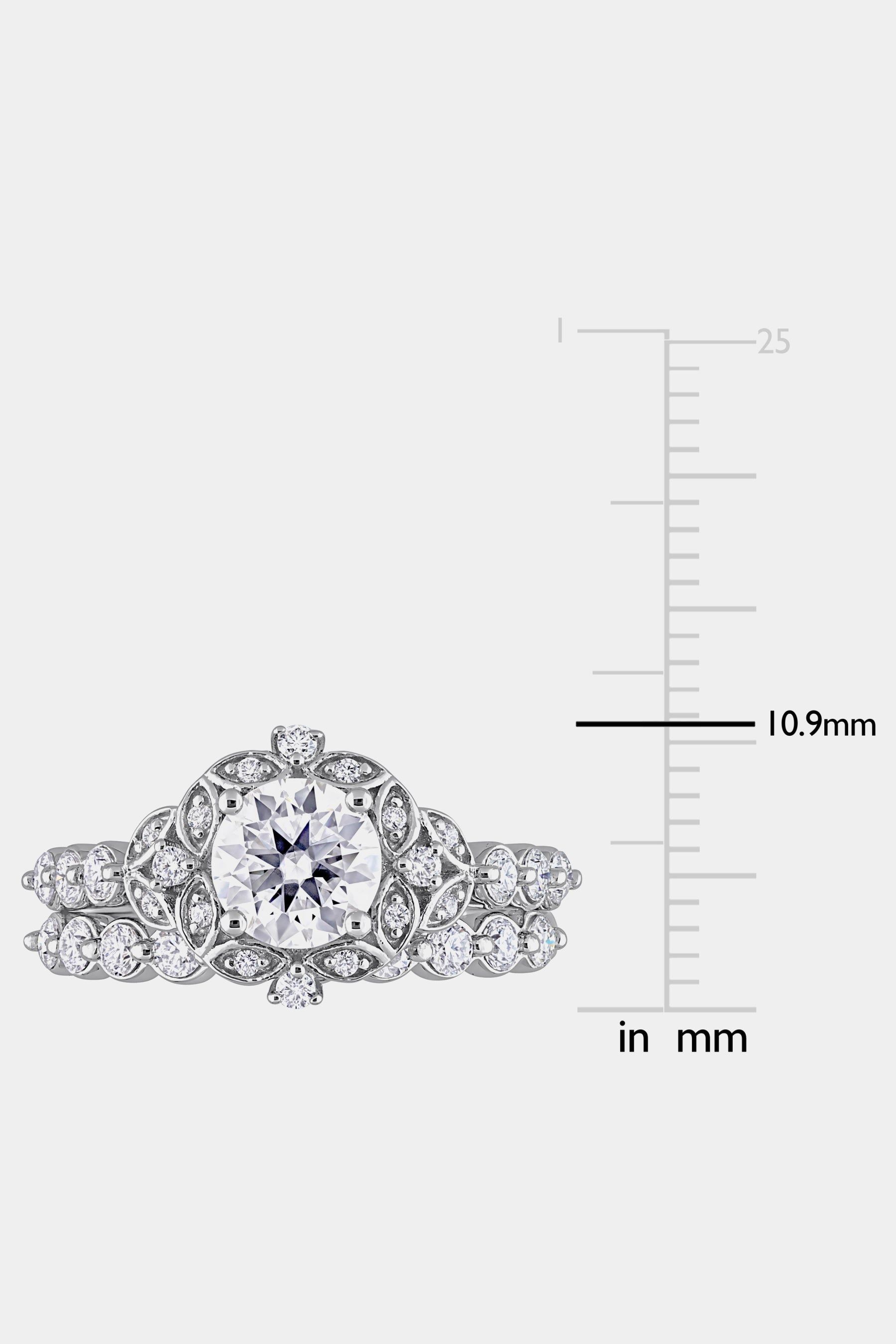 Moissanite Halo Vintage Bridal Ring Set in Sterling Silver sold by Lord & Taylor product image thumbnail 6