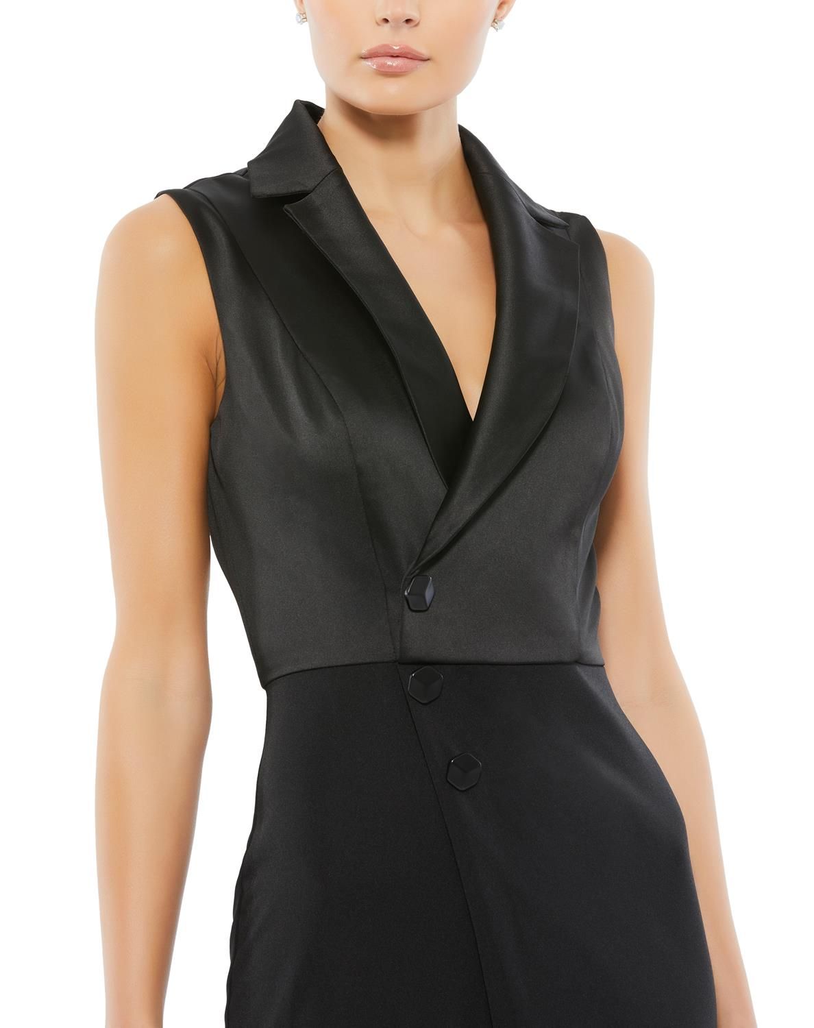 Asymmetrical Sleeveless Faux Tuxedo Jumpsuit sold by Lord & Taylor product image thumbnail 3