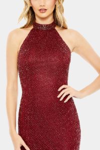 Hand Embellished Faux Wrap Flutter Sleeve Gown sold by Lord & Taylor