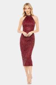 Hand Embellished Faux Wrap Flutter Sleeve Gown sold by Lord & Taylor
